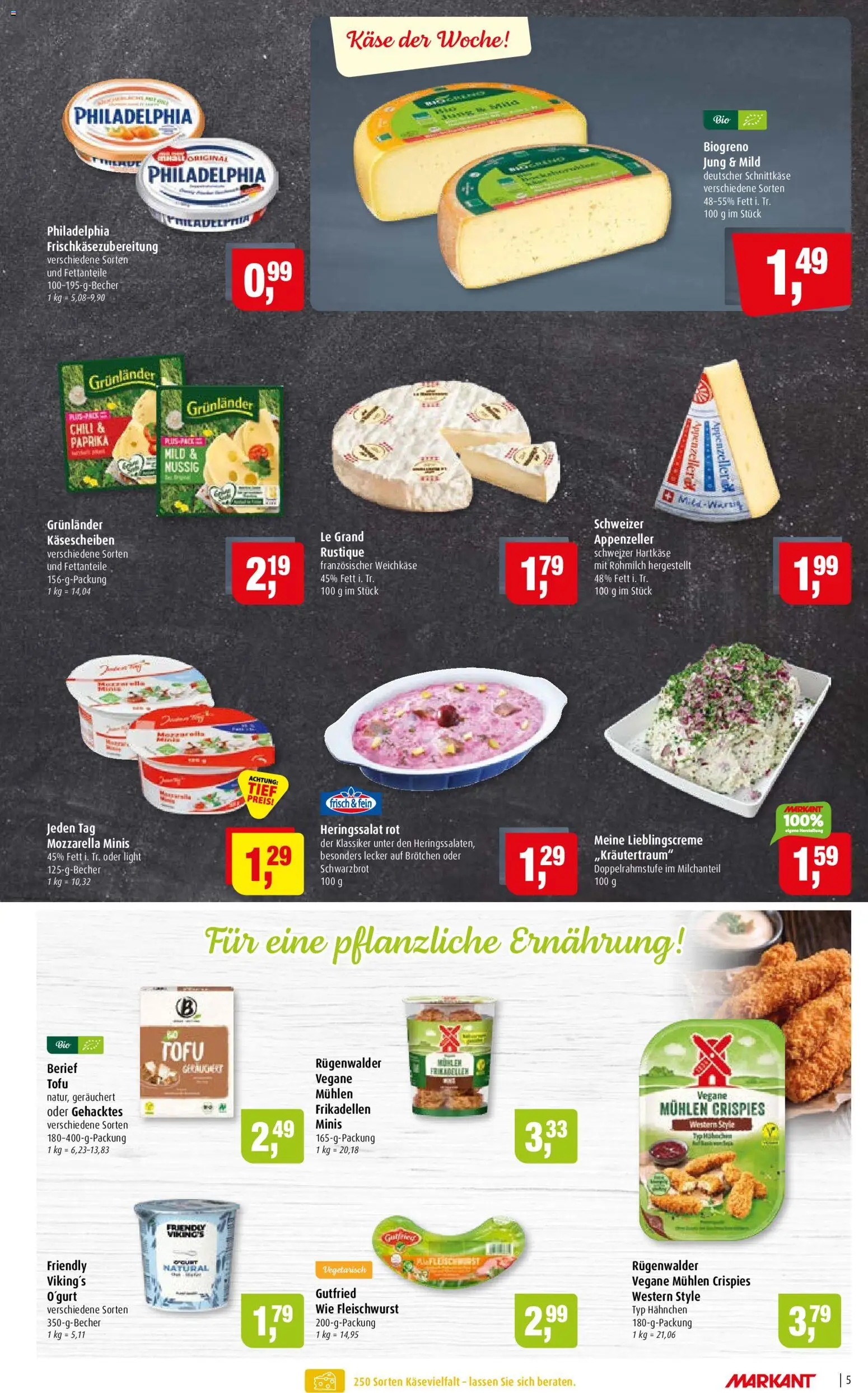 Markant Prospekt – gültig ab 24.08.2026 | Seite: 5 | Produkte: Hahnchen, Philadelphia, Mozzarella, Paprika