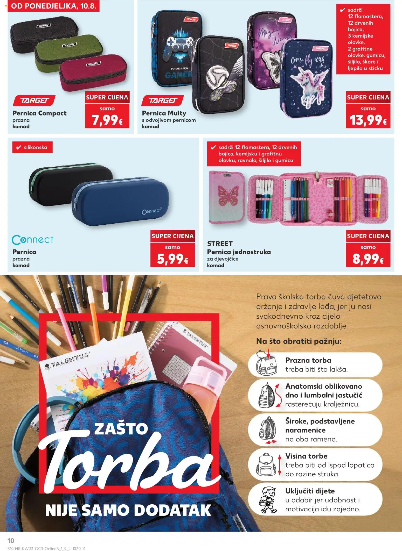 Kaufland katalog | vrijedi od 10.08.2026 | Stranica: 10 | Proizvodi: Pernica, Škare, Lopatica, Torba