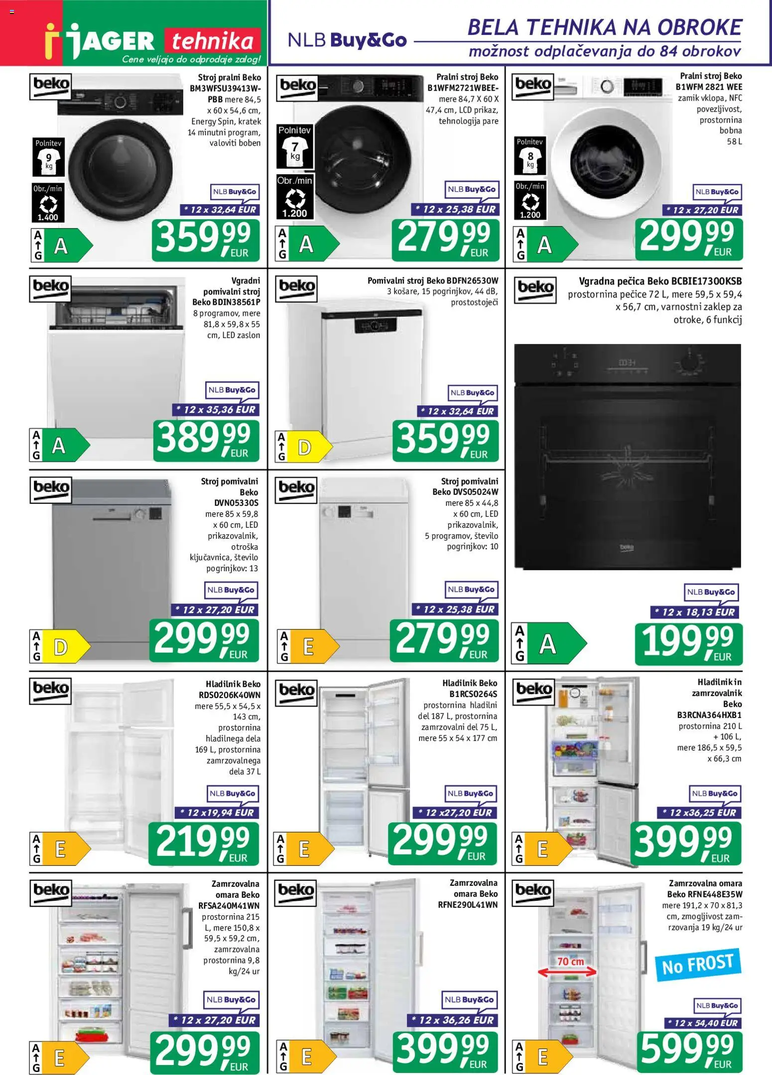 Novi Jager katalog ponudbe – veljaven od 16.09.2026 | Stran: 12 | Izdelki: Hladilnik, Zamrzovalnik, Pralni stroj, Vgradna pečica