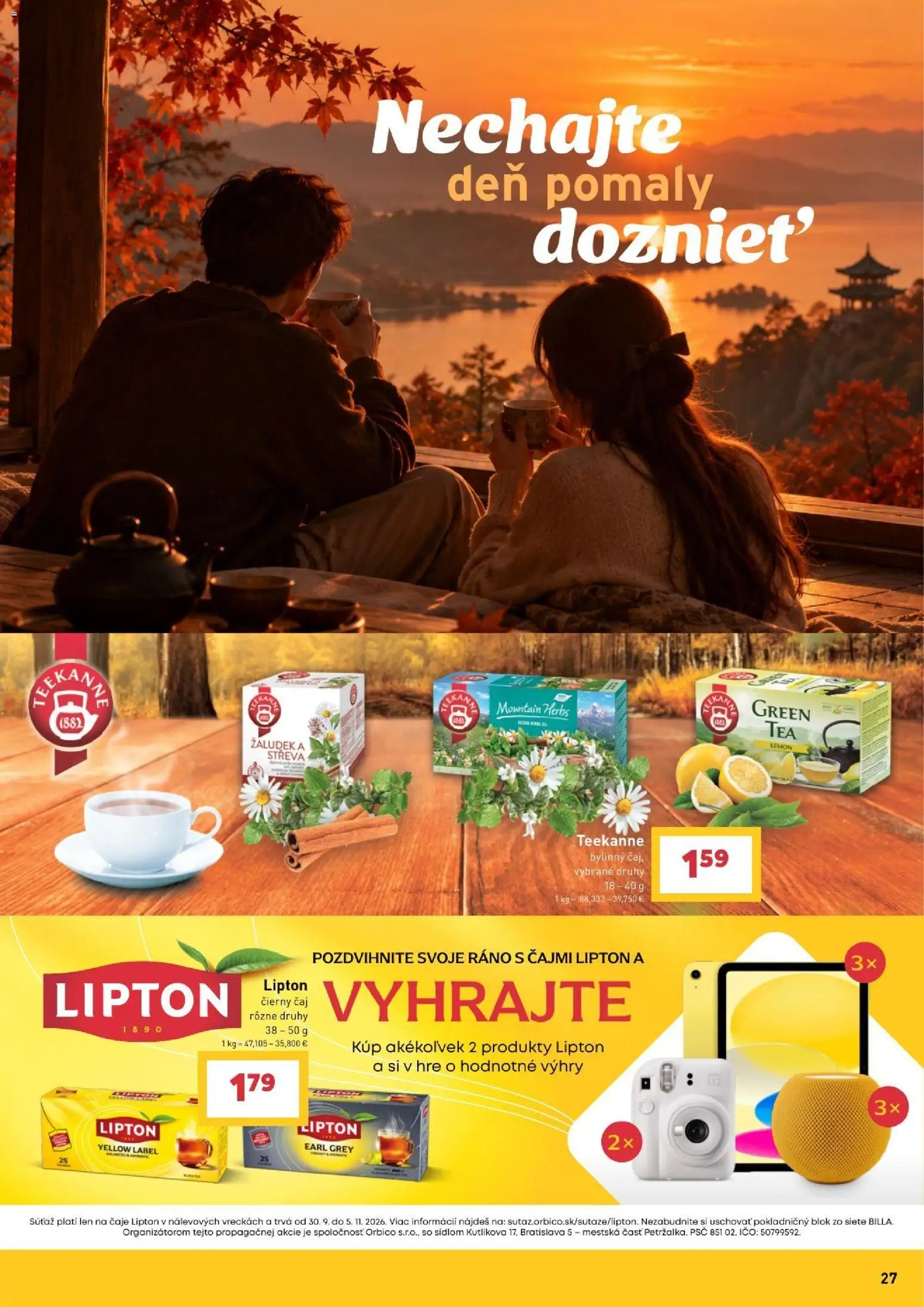 Nové Billa akcie – leták je platný od 30.09.2026 | Strana: 27 | Produkty: Čierny čaj, Čaj, Teekanne