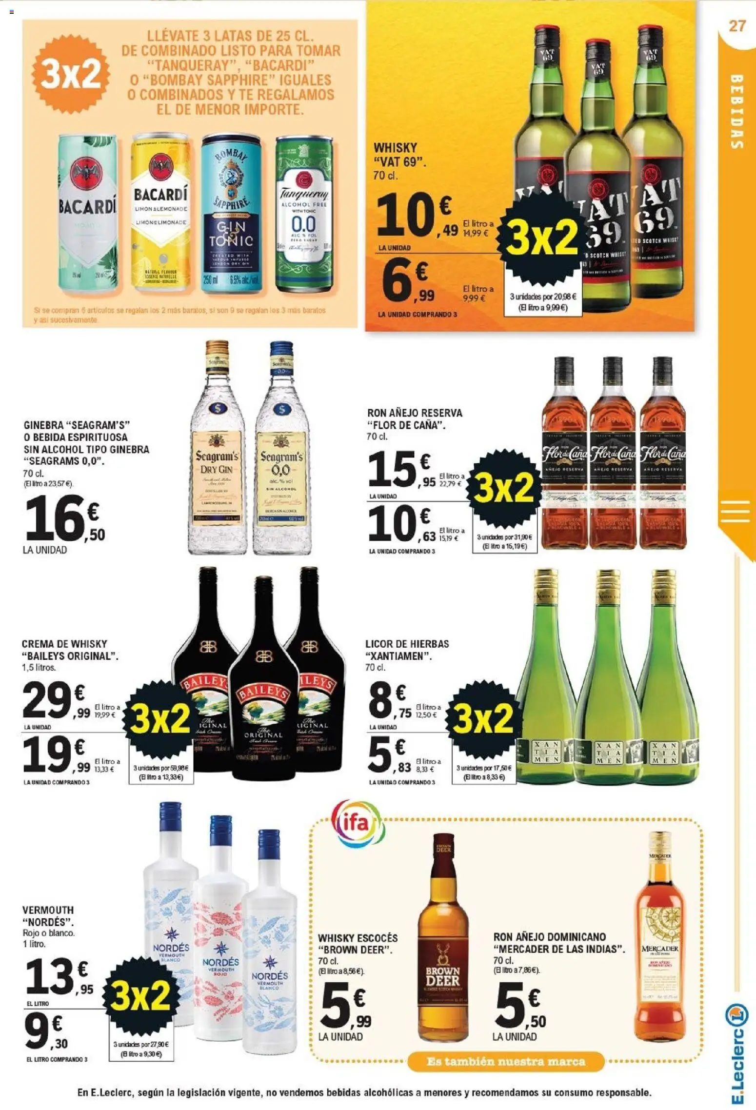 E.Leclerc - Soria │ válido desde el 21/10/2026 | Página: 27 | Productos: Licor de hierbas, Limón, Ron añejo, Whisky escocés