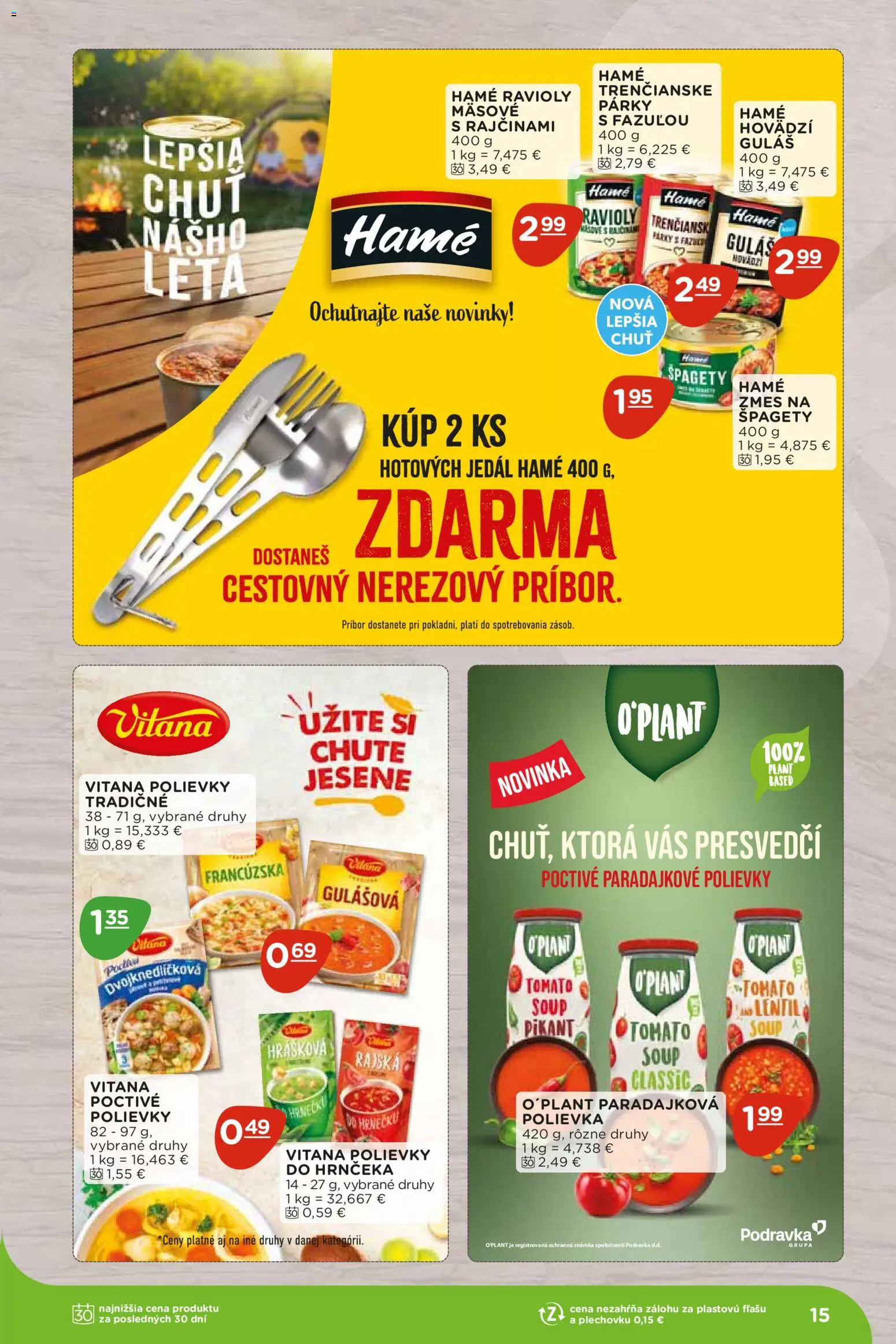 Nové Terno akcie – leták je platný od 07.09.2026 | Strana: 15 | Produkty: Polievky, Párky, Špagety