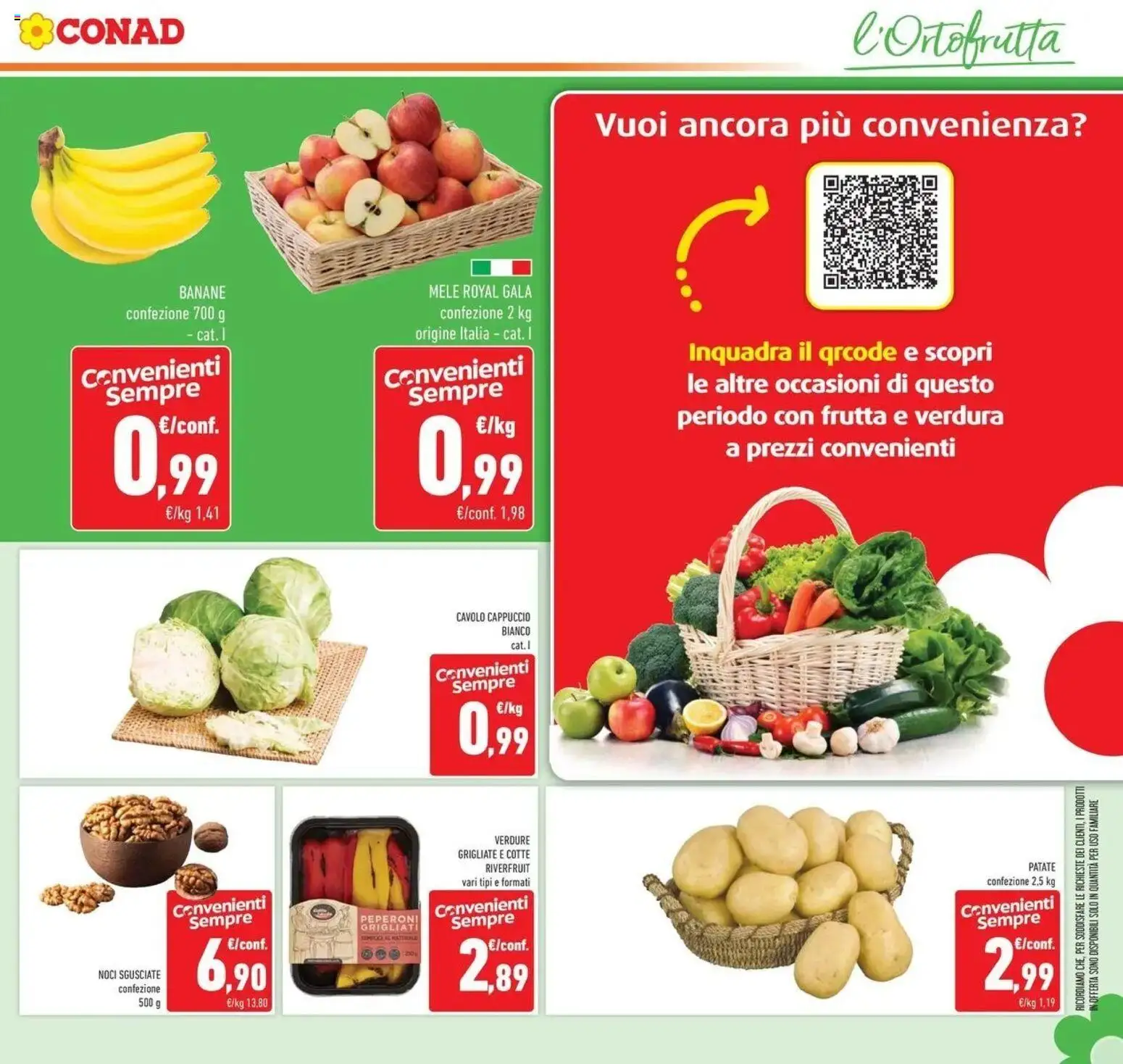 Volantino Conad del 21/10/2026 | Pagina: 33 | Prodotti: Banane, Patate, Frutta, Cavolo
