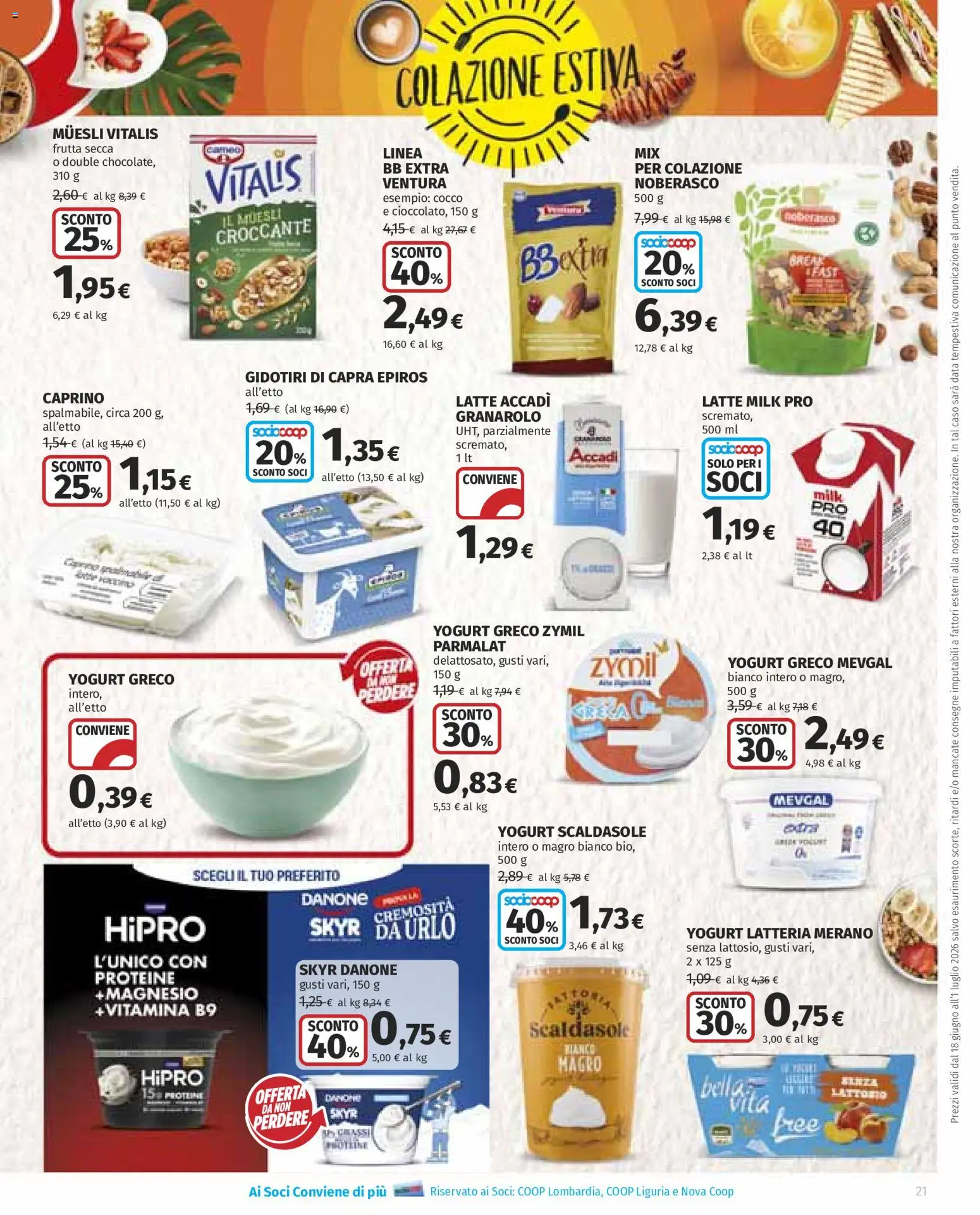 Volantino Ipercoop del 18.06.2026 | Pagina: 21 | Prodotti: Yogurt, Frutta, Latte, Cocco