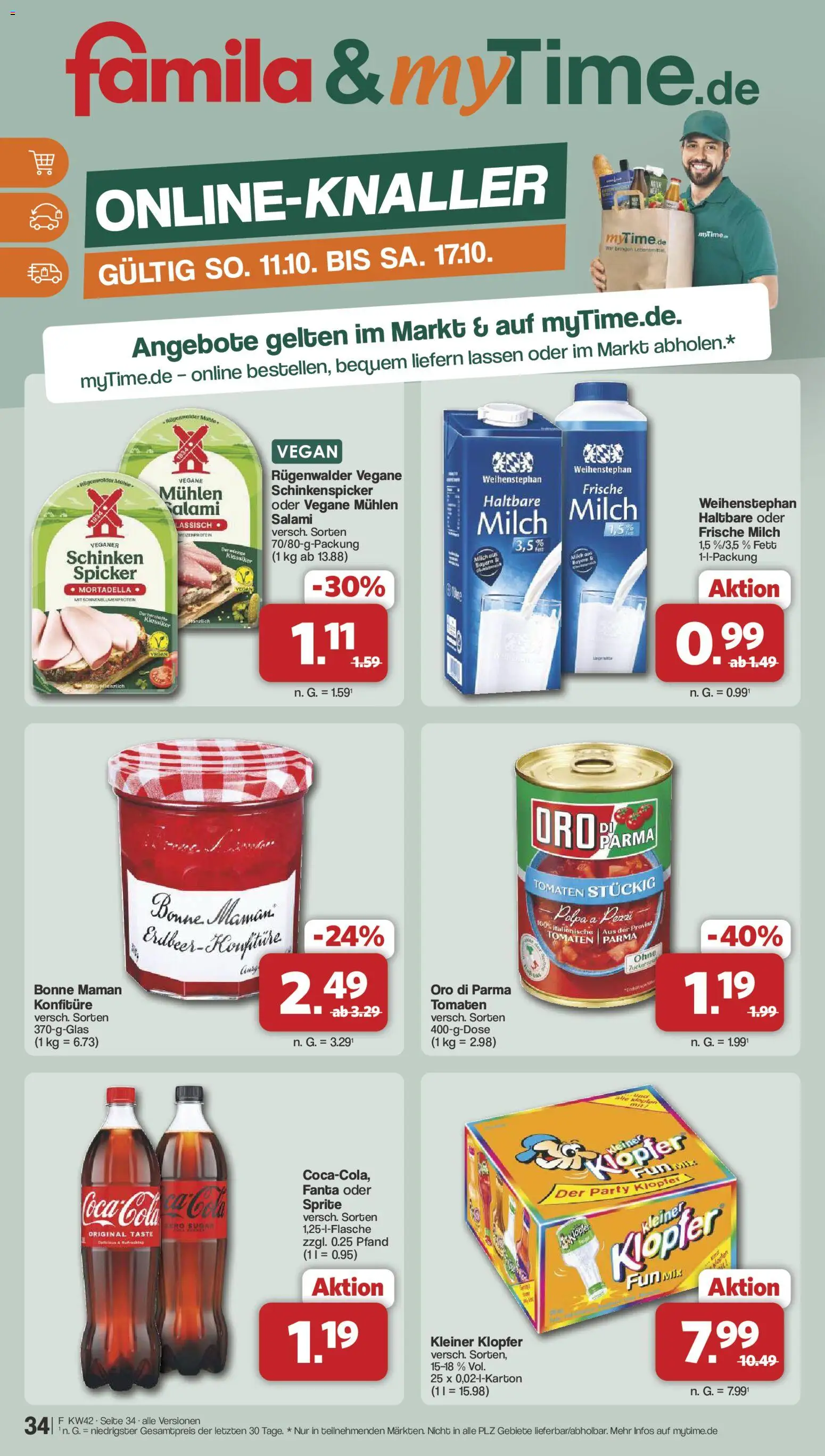 Famila Nordwest Prospekt – gültig ab 12.10.2026 | Seite: 36 | Produkte: Sprite, Haltbare milch, Oro di parma, Salami