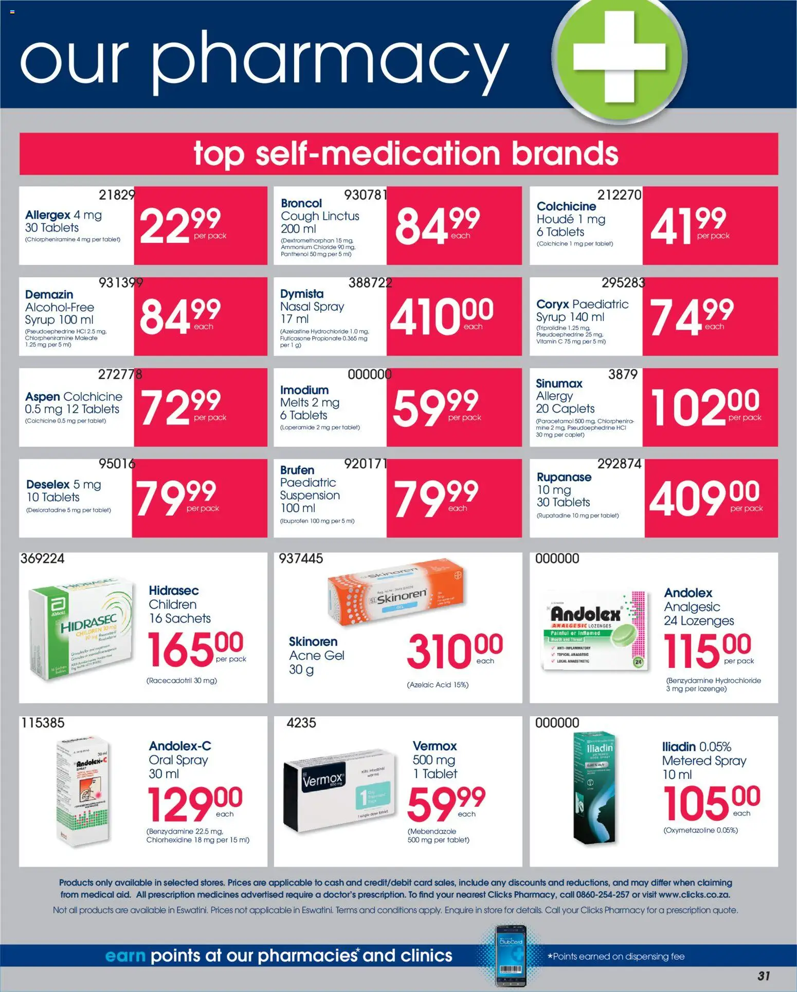 New Clicks catalogue – valid from 09.04.2026 | Page: 31 | Products: Tablet, Lozenges, Syrup, Nasal spray