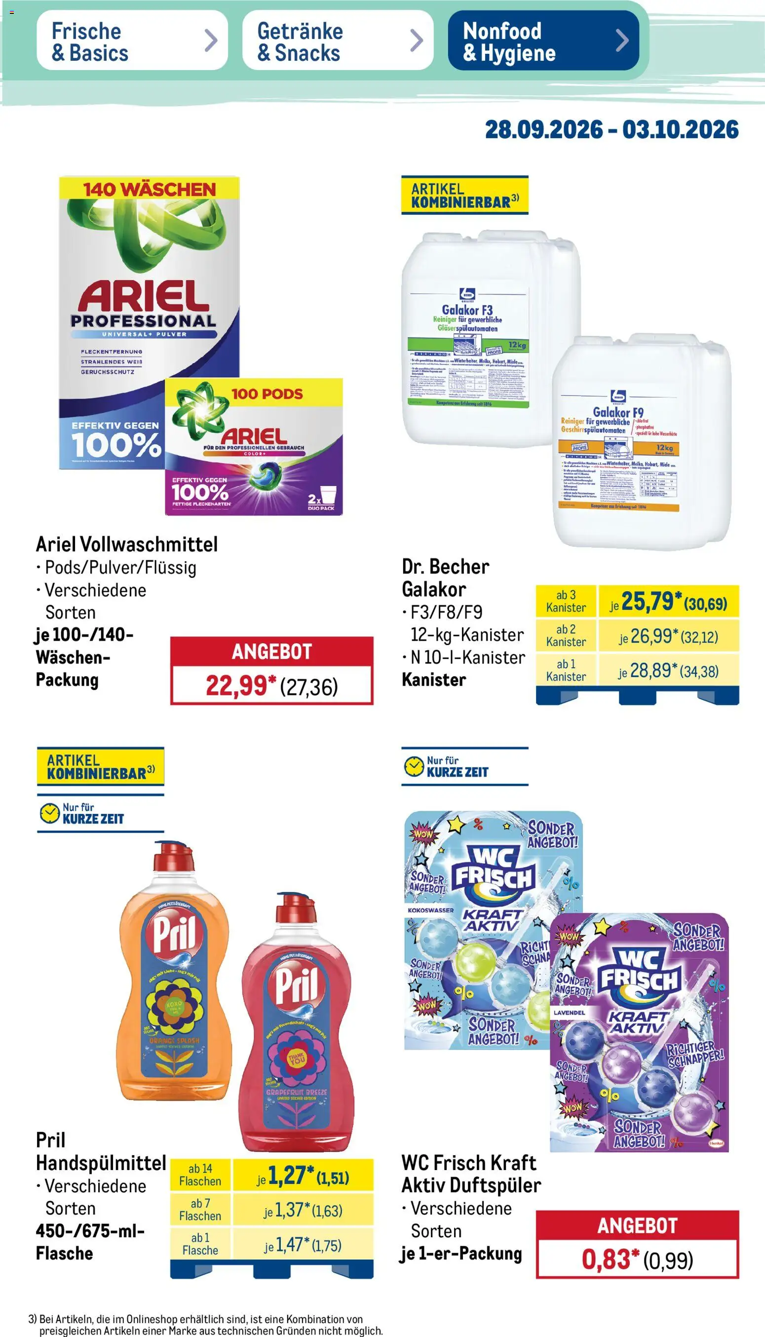 Metro Prospekt – gültig ab 28.09.2026 | Seite: 47 | Produkte: Miele, Ariel, Wc frisch, Pril