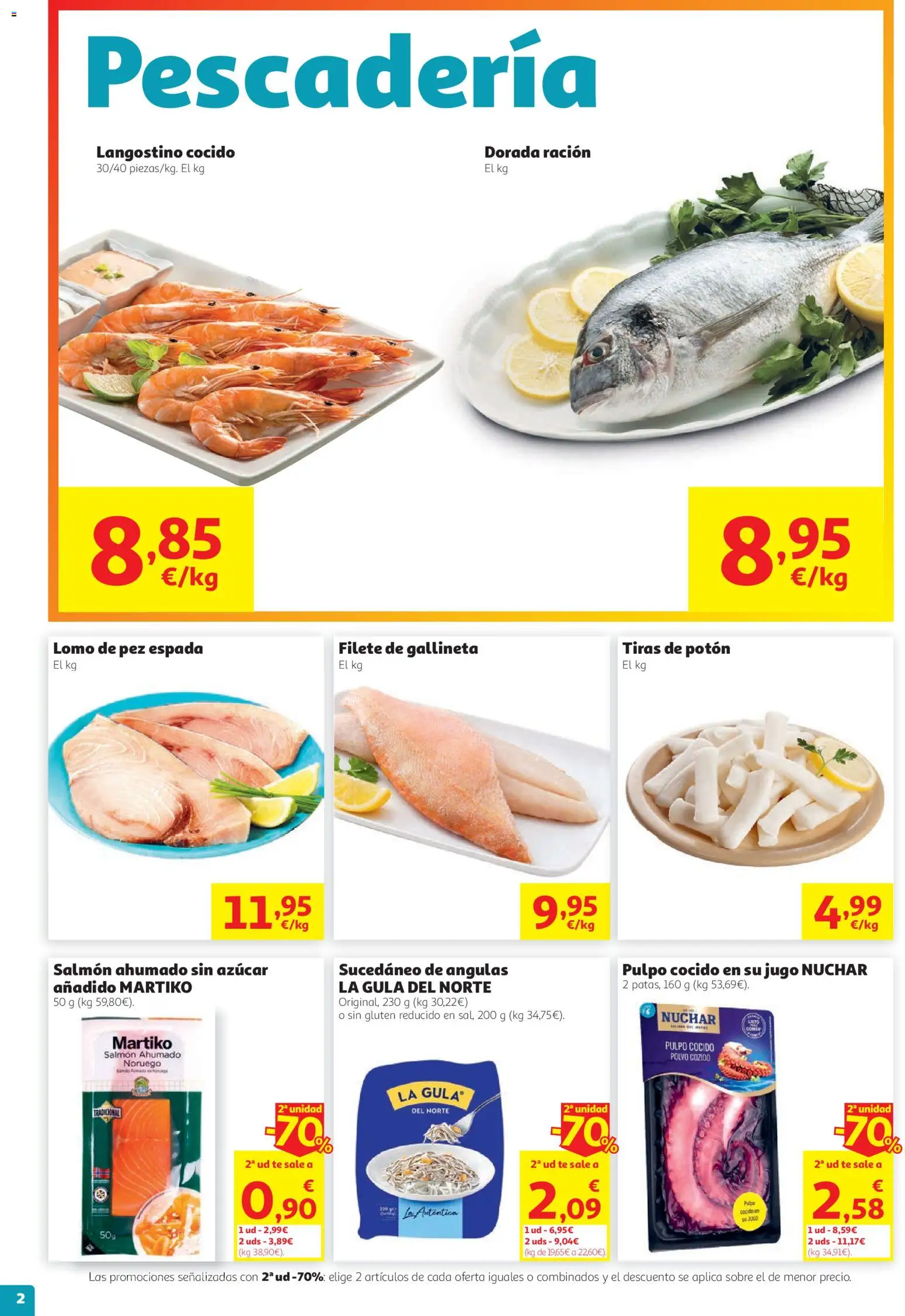 Alcampo folleto │ válido desde el 27/08/2026 | Página: 2 | Productos: Jugo, Té, Filete, Langostino