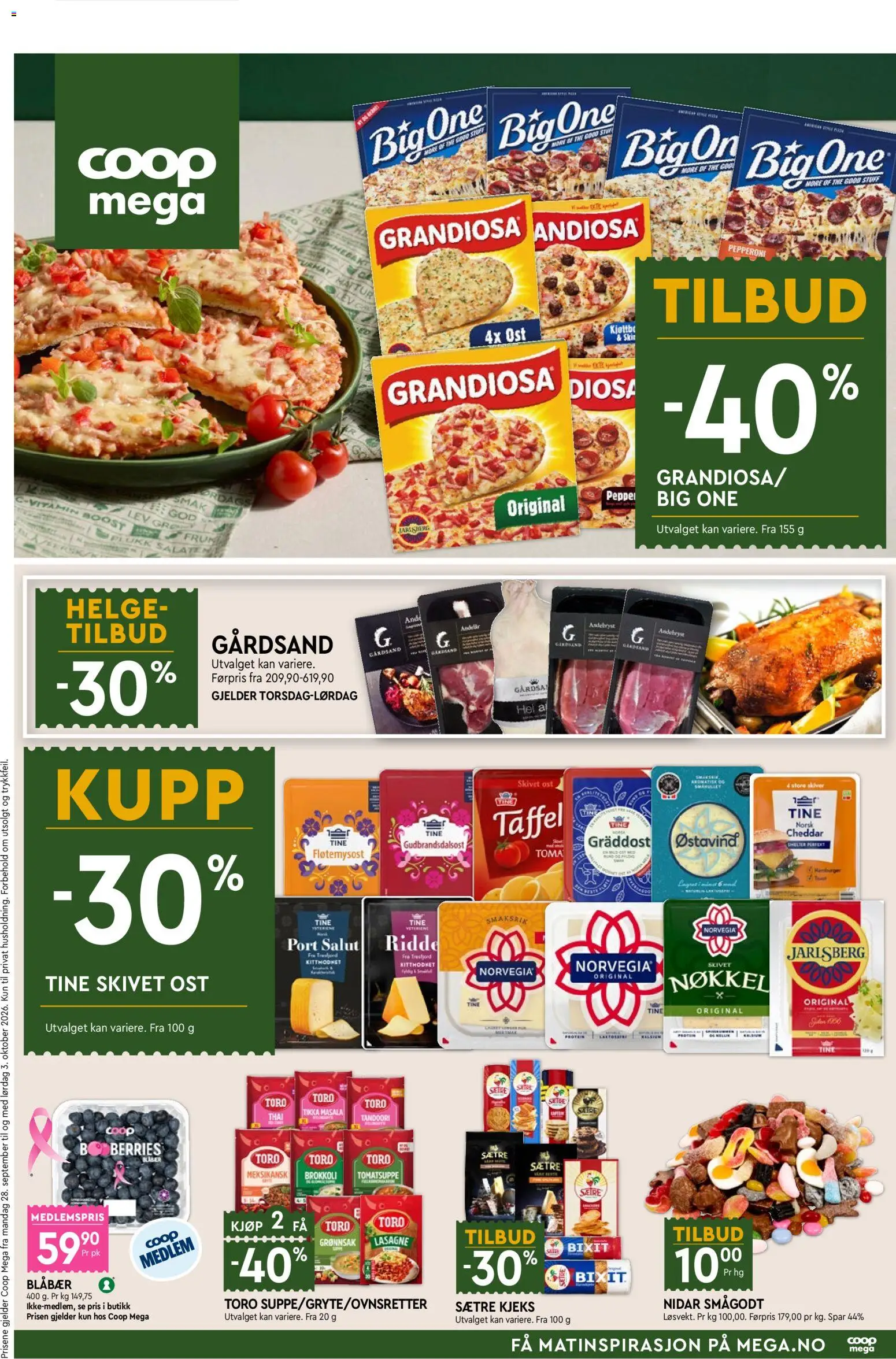 {H1} | Side: 1 | Produkter: Ost, Blåbær, Skivet ost, Gräddost