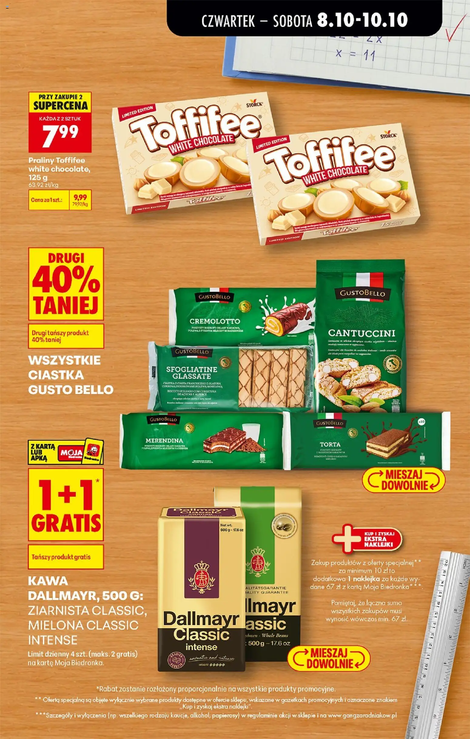 Biedronka gazetka od czwartku od 08.10.2026 | Strona: 15 | Produkty: Karta, Gustobello, Toffifee, Cantuccini
