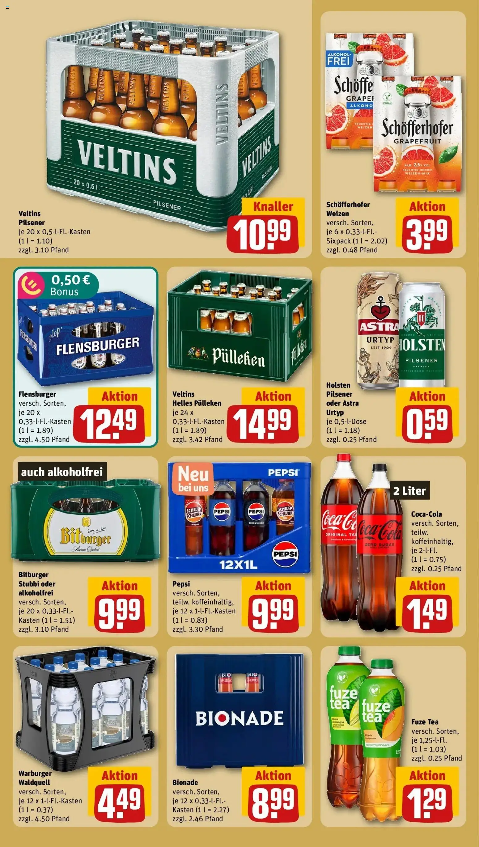 REWE Prospekt ab 10.08.2026 zum Blättern » Angebote | Seite: 18 | Produkte: Helles pulleken, Fuze tea, Holsten, Flensburger