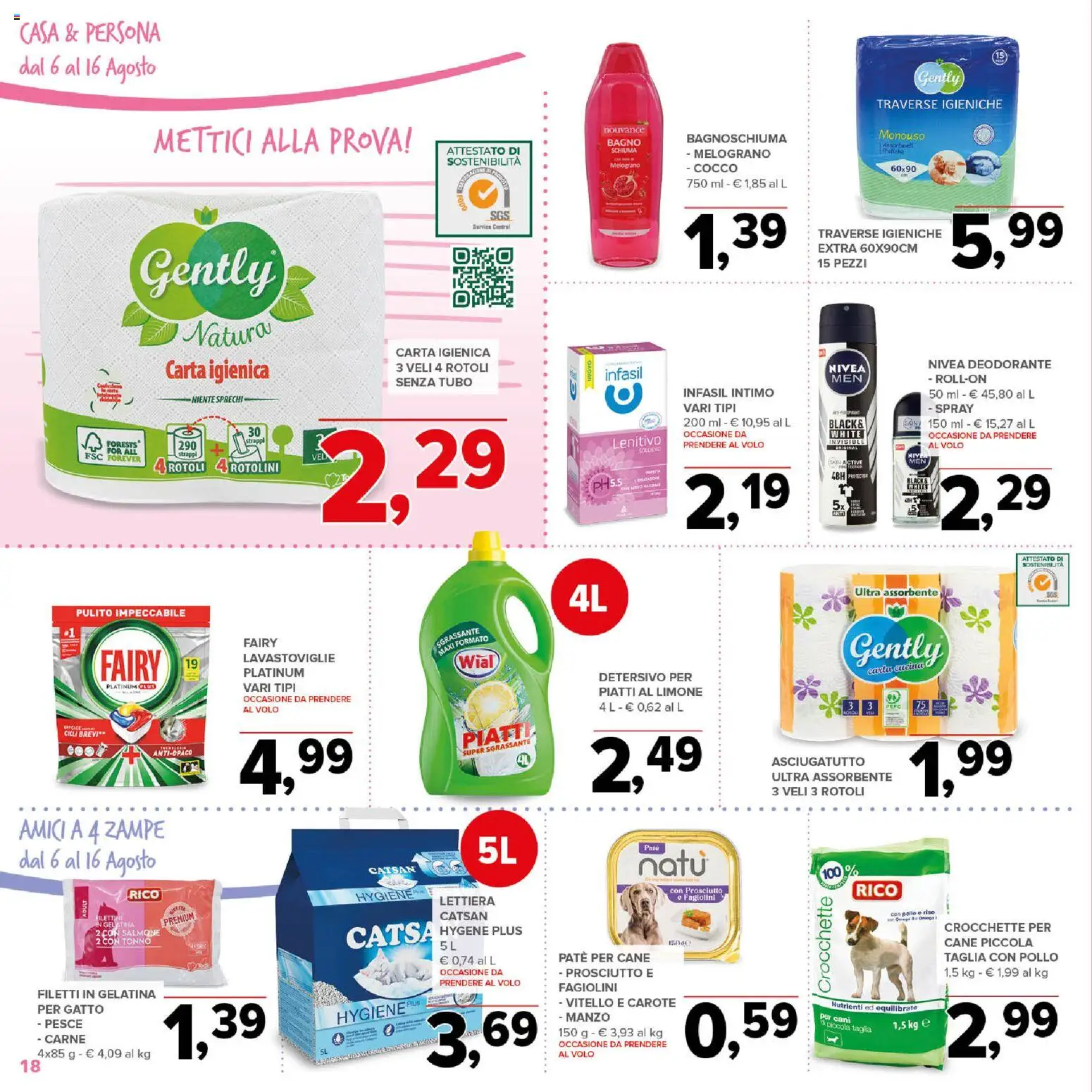 Volantino Todis del 06/08/2026 | Pagina: 18 | Prodotti: Carta igienica, Manzo, Tubo, Vitello