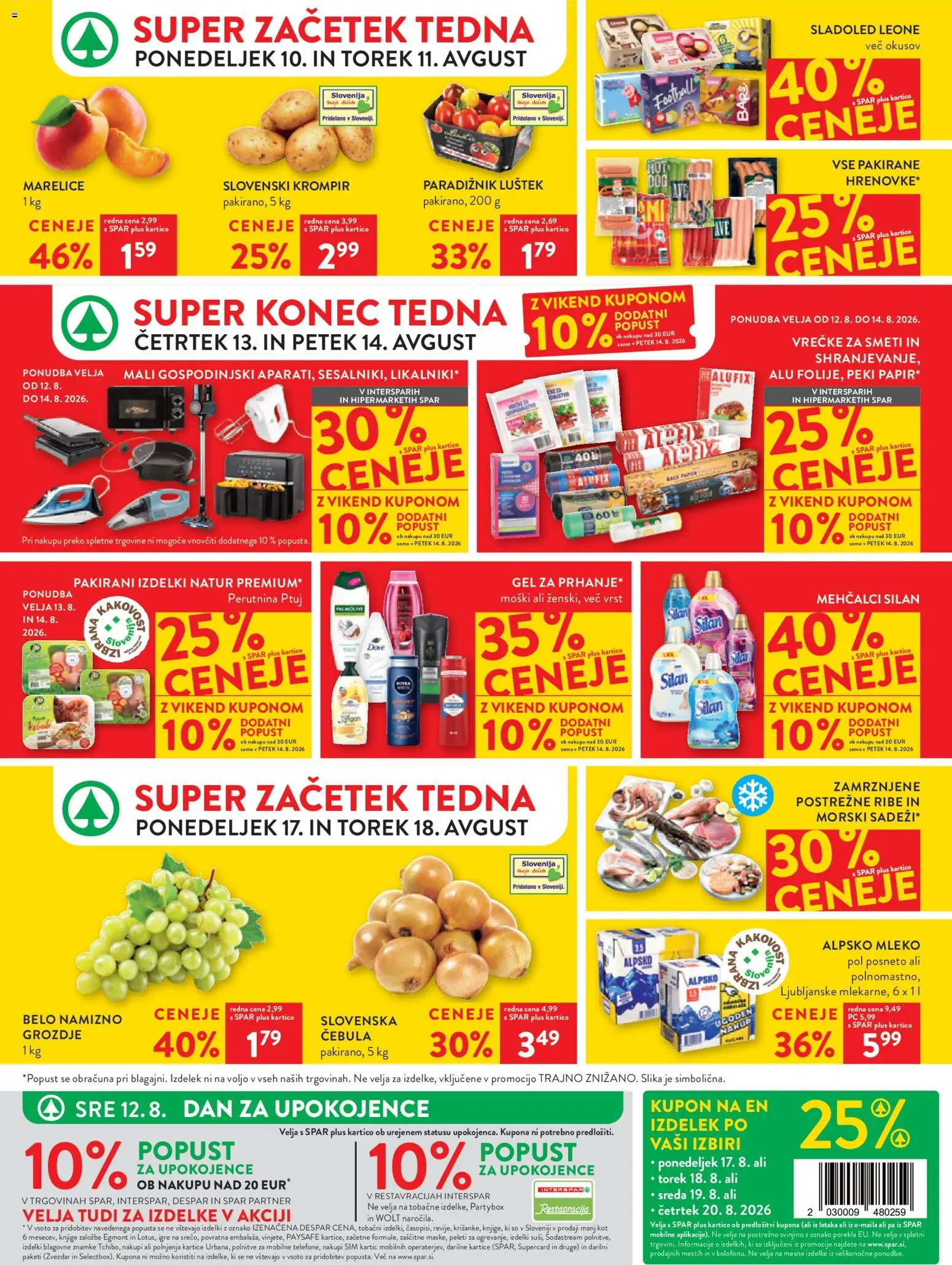 Novi Spar katalog ponudbe – veljaven od 12.08.2026 | Stran: 44 | Izdelki: Marelice, Paradiznik, Sladoled, Cebula