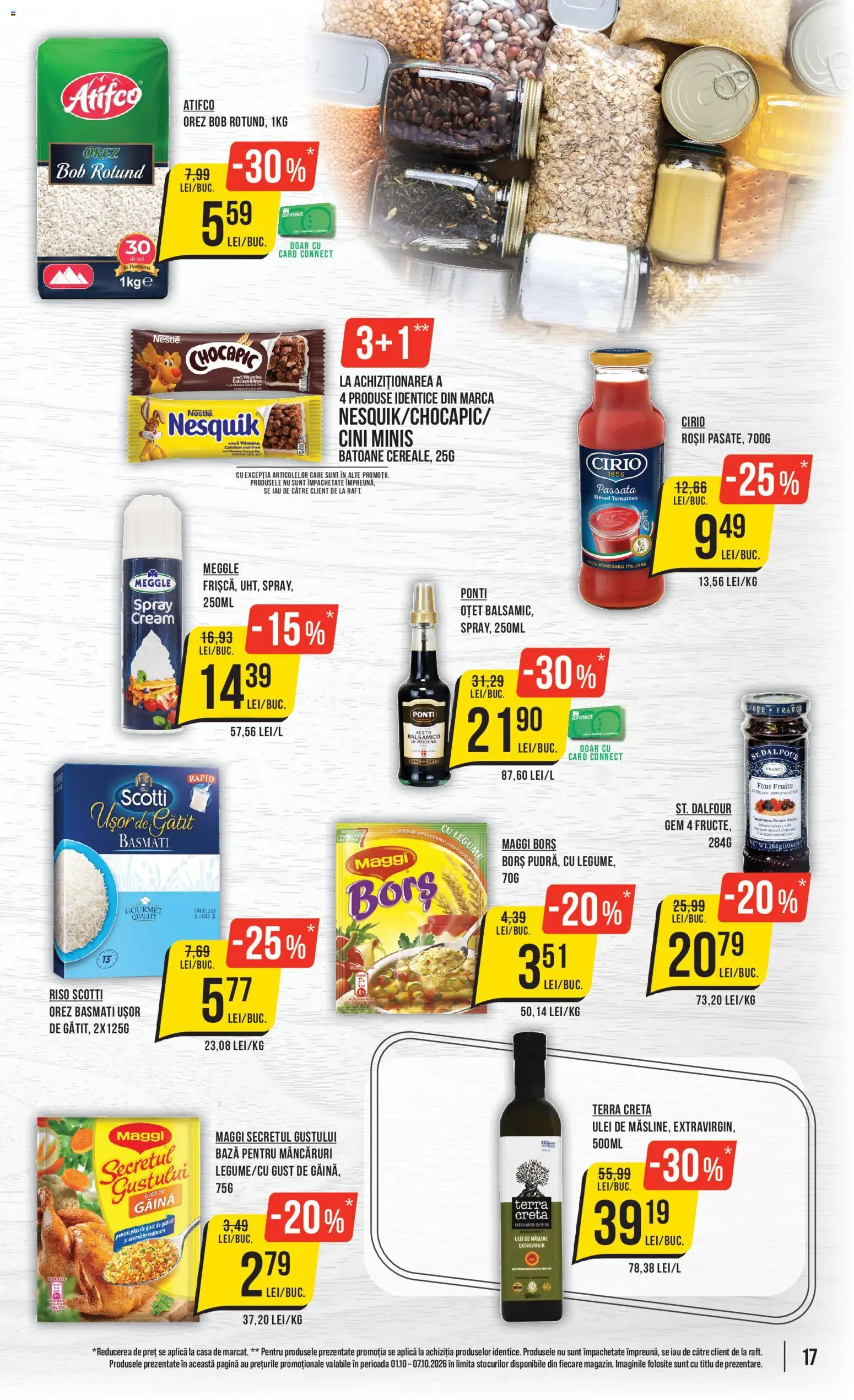 Noul catalog Mega Image – valabil de la 01.10.2026 | Pagină: 17 | Produse: Aplică, Borș, Orez basmati, Plus