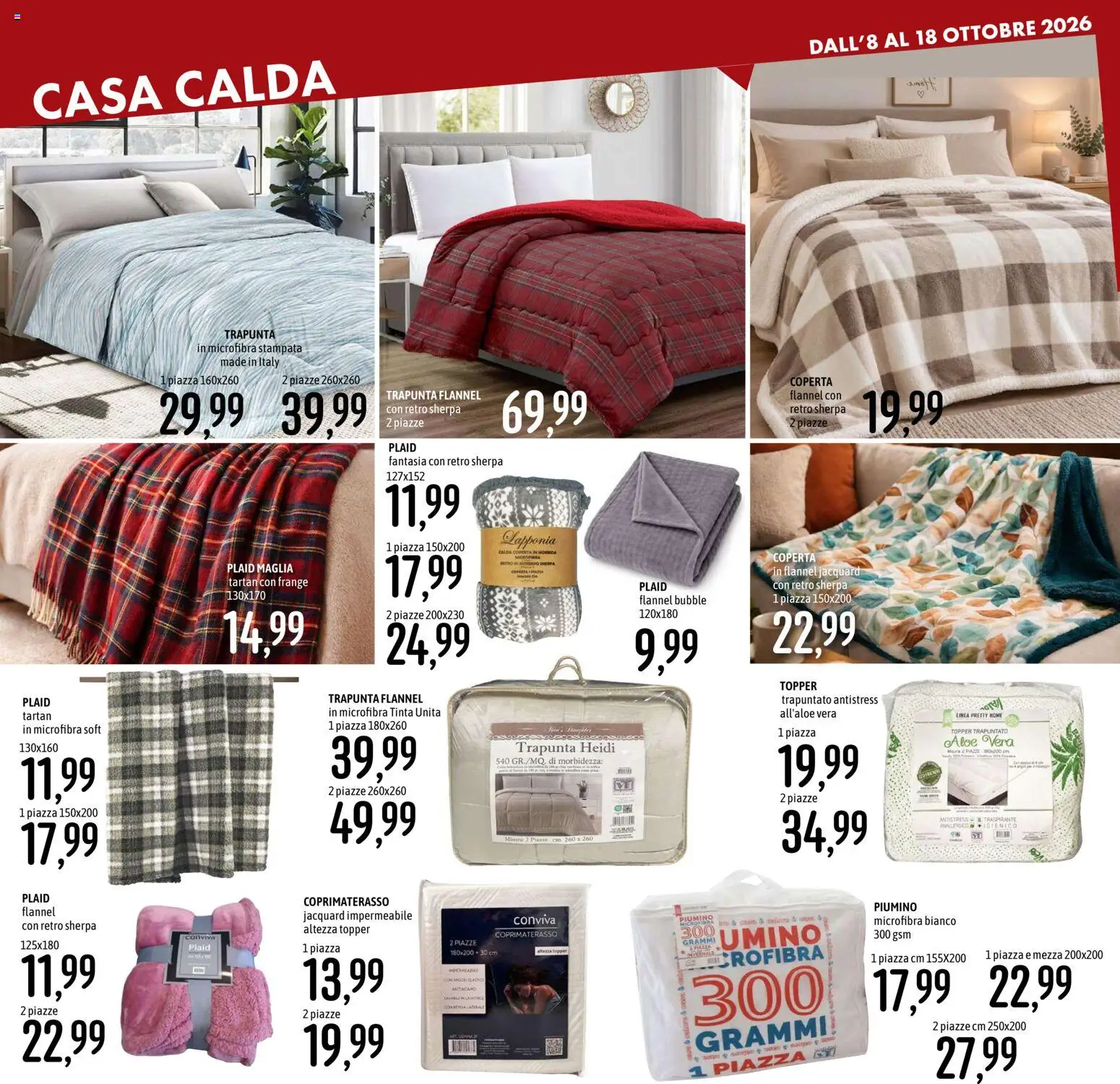 Volantino Emisfero del 08/10/2026 | Pagina: 32 | Prodotti: Plaid, Trapunta, Aloe vera, Coprimaterasso