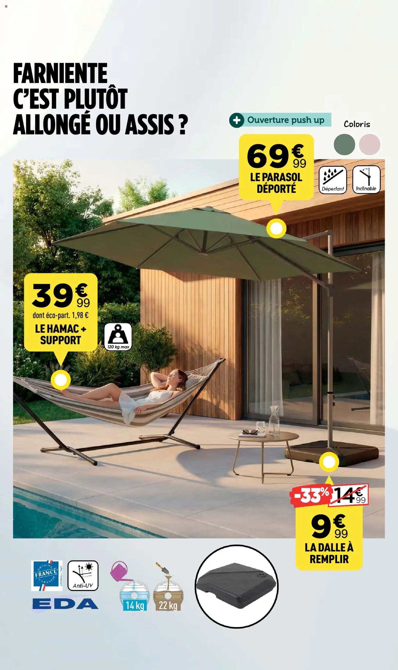 {H1} | Page: 9 | Produits: Hamac, Parasol déporté, Parasol