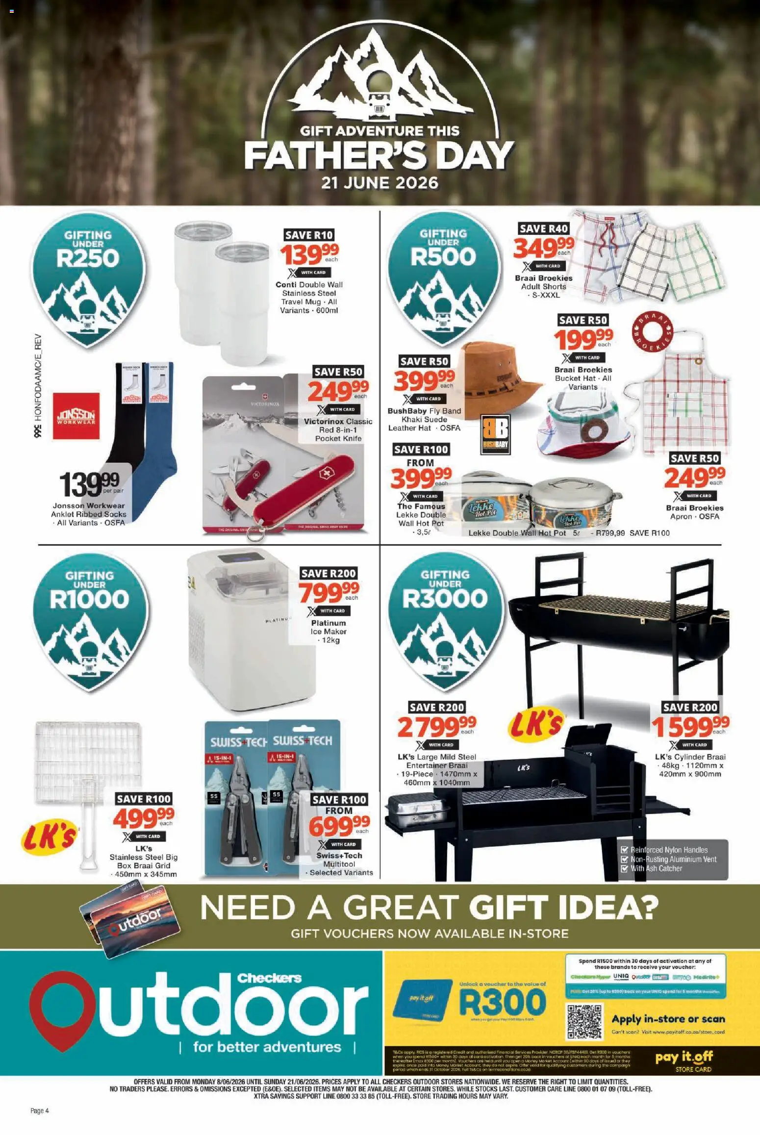 New Checkers catalogue – valid from 08.06.2026 | Page: 4 | Products: Shorts, Apron, Pocket knife, Peach