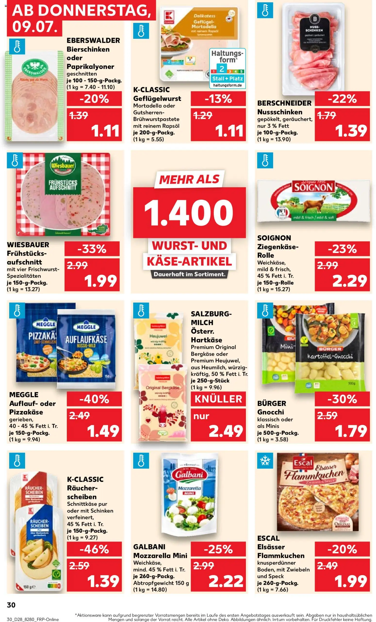 Kaufland Německo leták - Kiel od 09.07.2026 | Strana: 30 | Produkty: Burger, Forma, Mortadella, Gnocchi