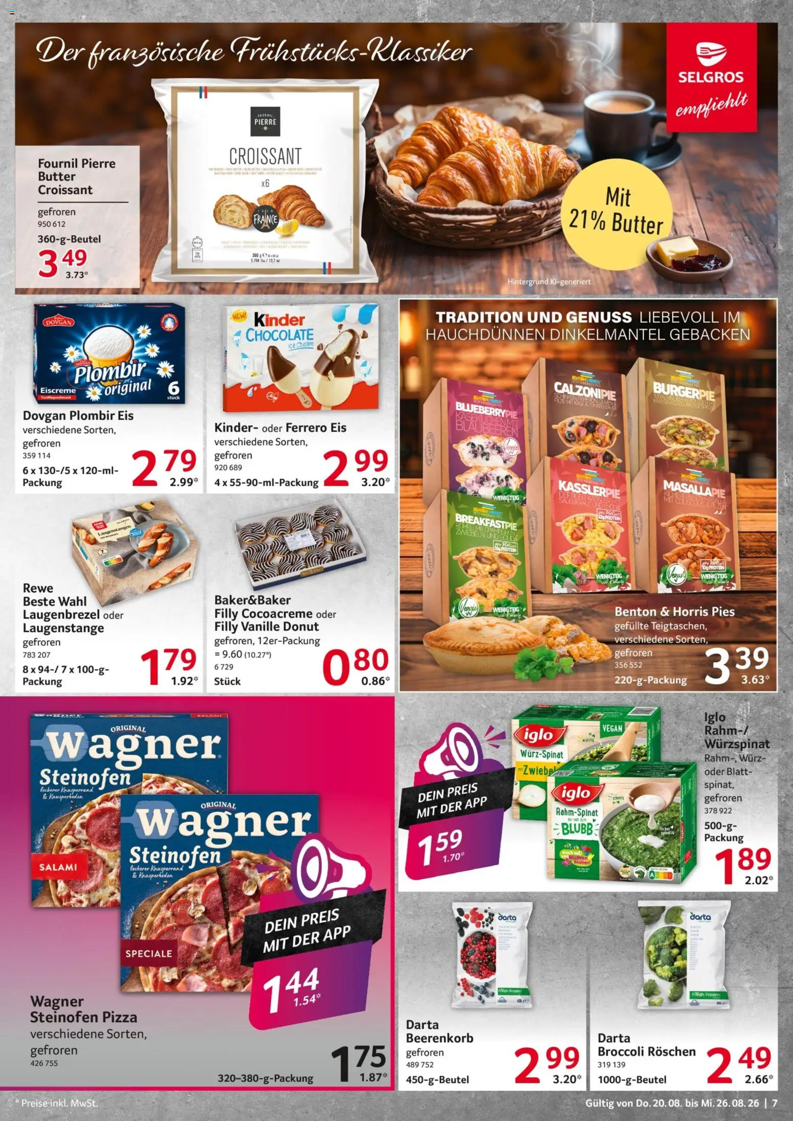 Selgros Prospekt – gültig ab 20.08.2026 | Seite: 7 | Produkte: Butter, Iglo, Croissant, Eis