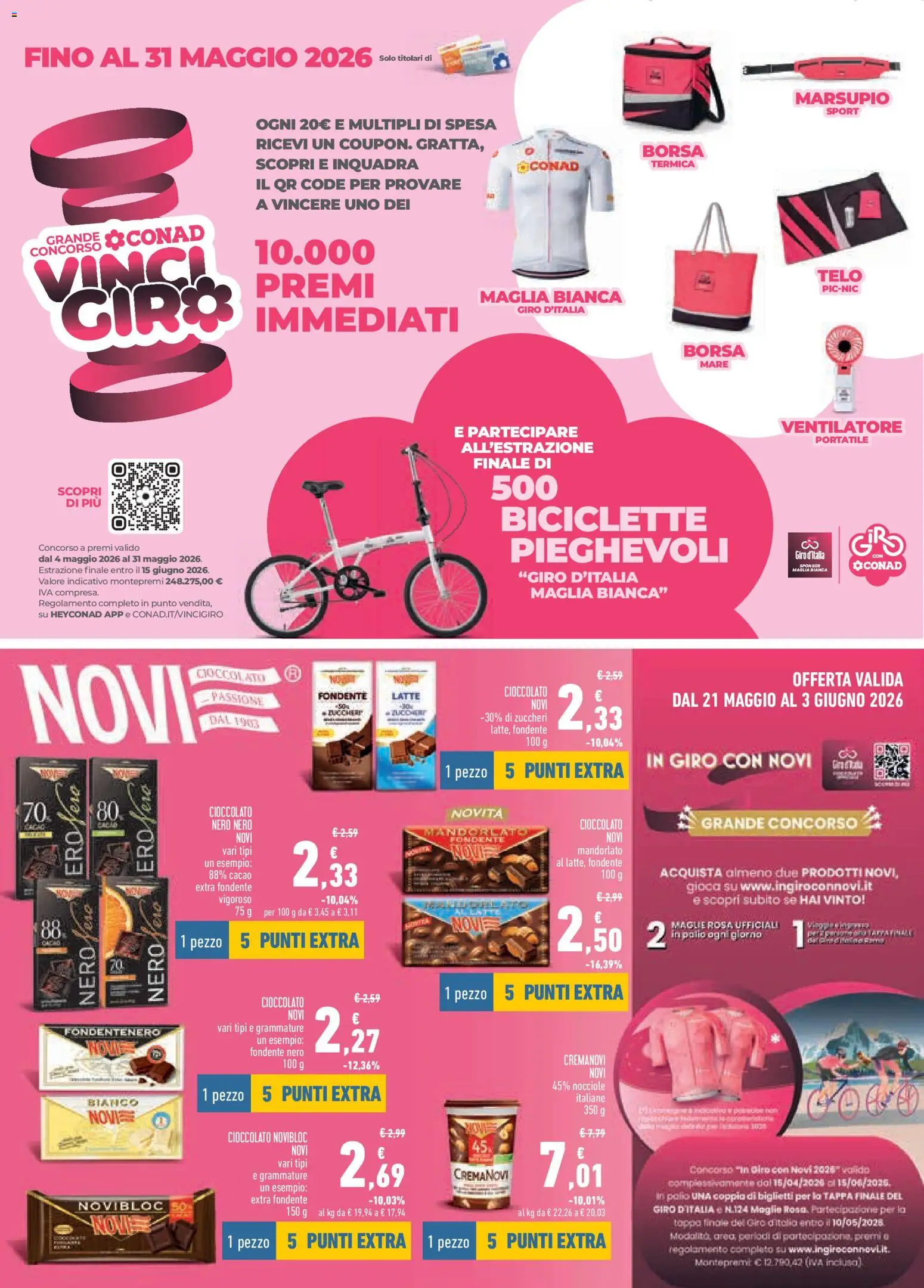 Volantino Conad del 21.05.2026 | Pagina: 3 | Prodotti: Latte, T-shirt, Cacao, Fan