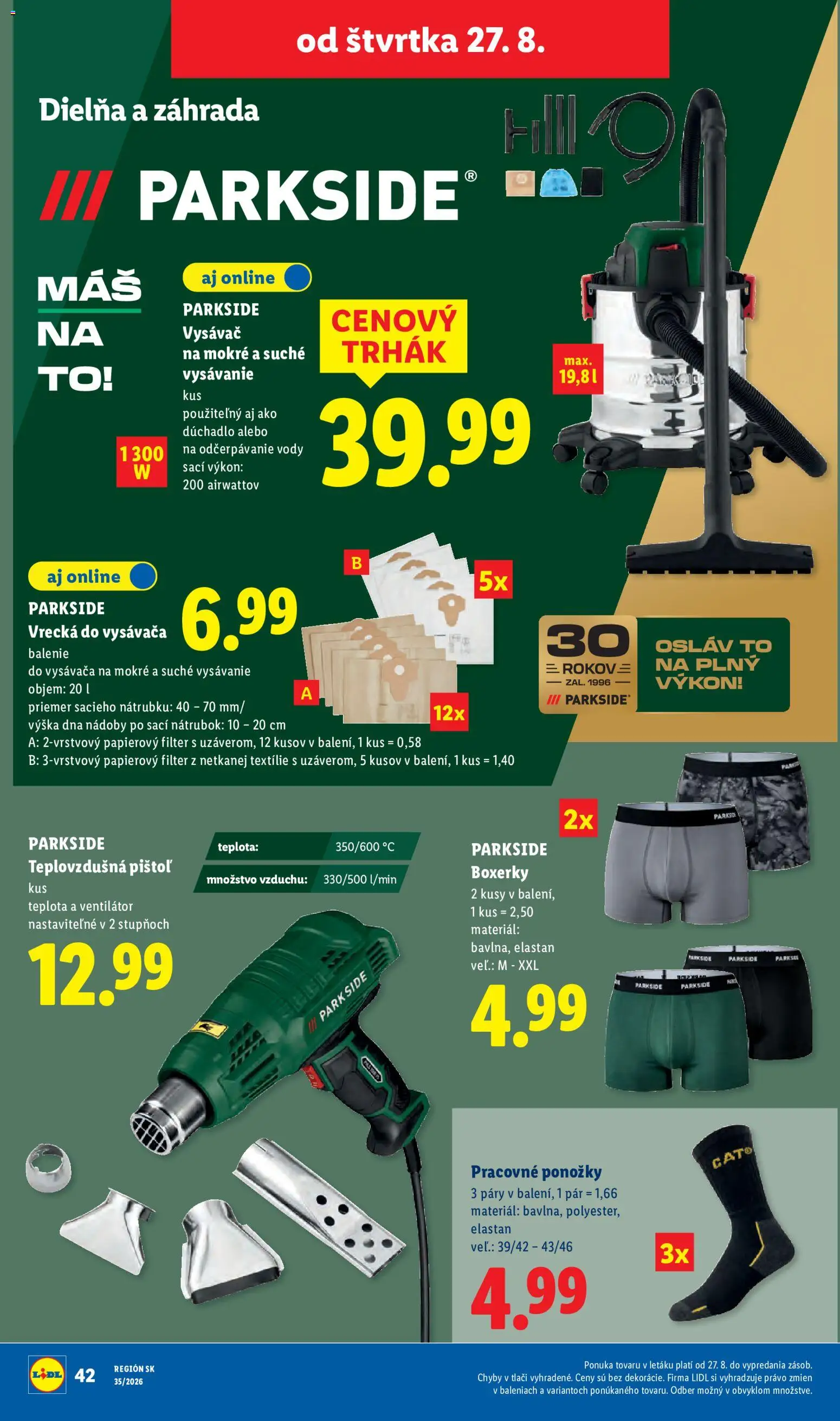 Nové Lidl akcie – leták je platný od 24.08.2026 | Strana: 82 | Produkty: Ventilátor, Parkside, Vysávač