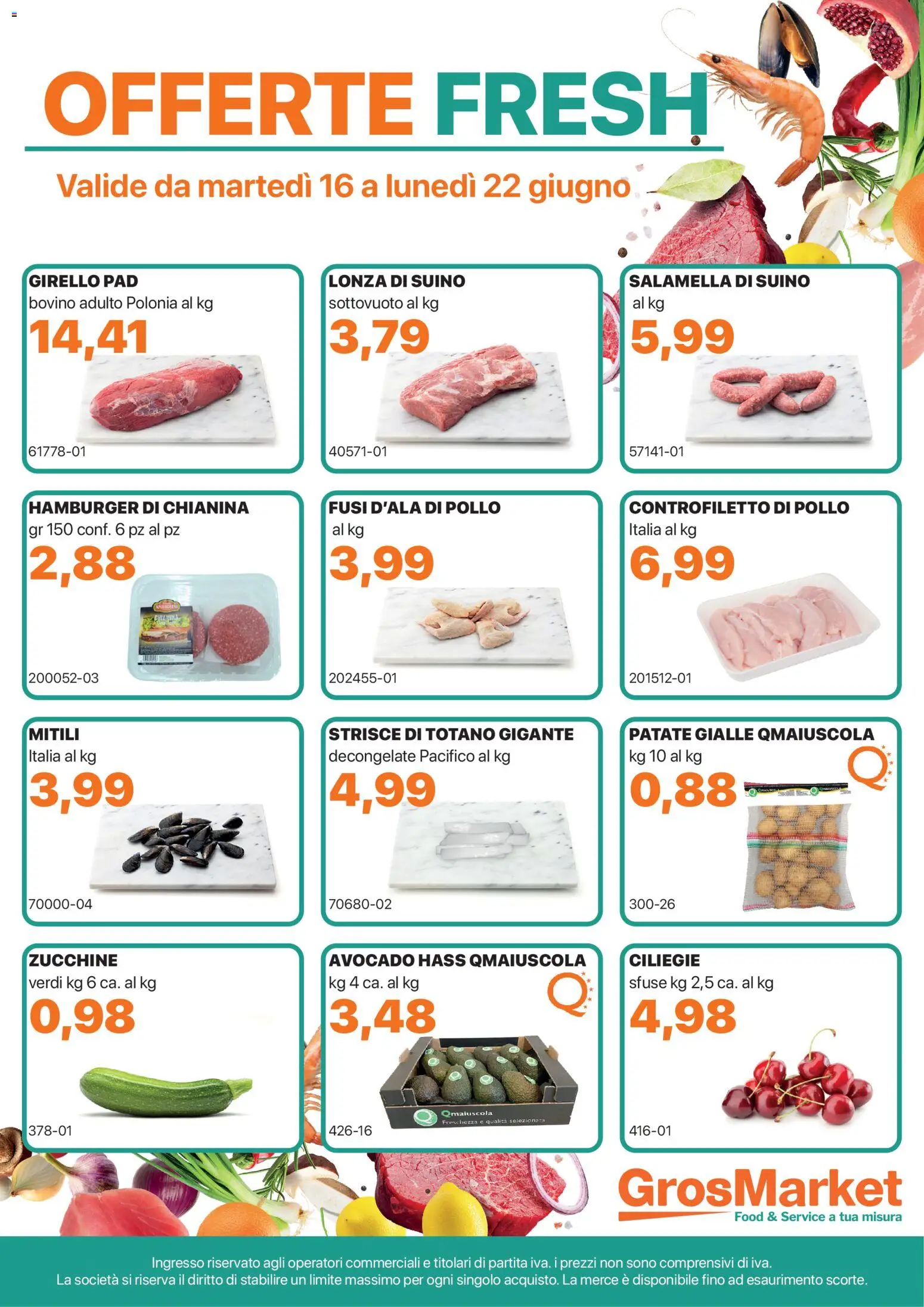 Volantino Sogegross del 16.06.2026 | Pagina: 1 | Prodotti: Pollo, Avocado, Girello, Zucchine