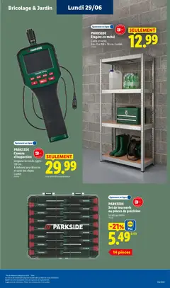 LIDL - Prévisualisation de PARKSIDE, Étagère en métal, Cadre en acier., Env. 75 x 150 x 30 cm. L'unité. valide à partir de 25/06/2026 | Page: 57