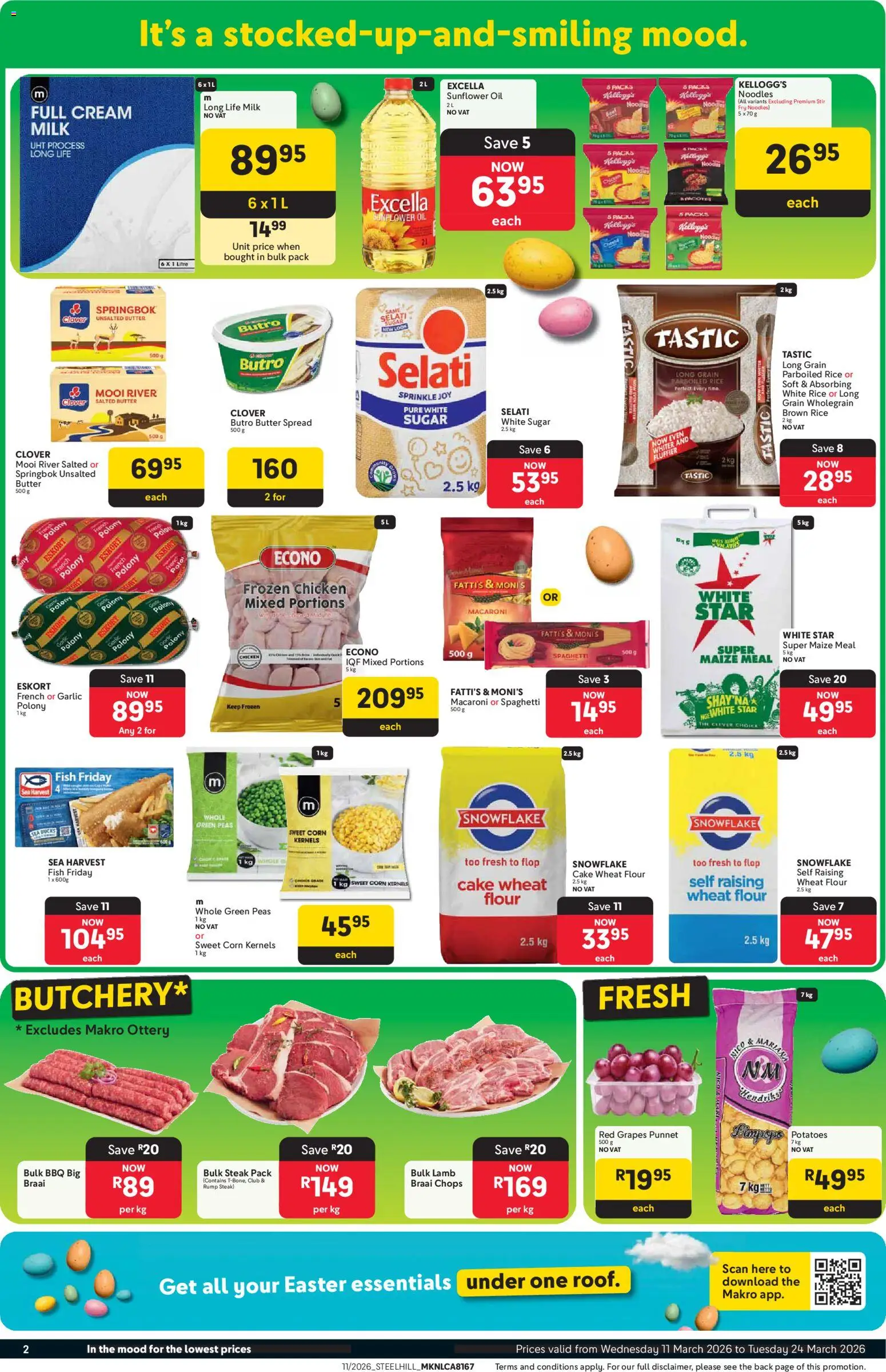 New Makro catalogue – valid from 11.03.2026 | Page: 2 | Products: Flour, Rice, Cream, Grapes