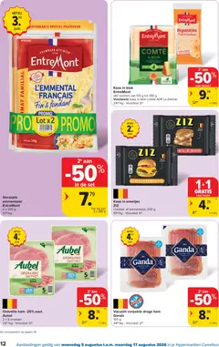 Ontvette ham -25% zout, Aubel - Voorbeeld van een folder van Carrefour, geldig van 05/08/2026 | Pagina: 12 | Producten: Ham, Cheddar, Kaas