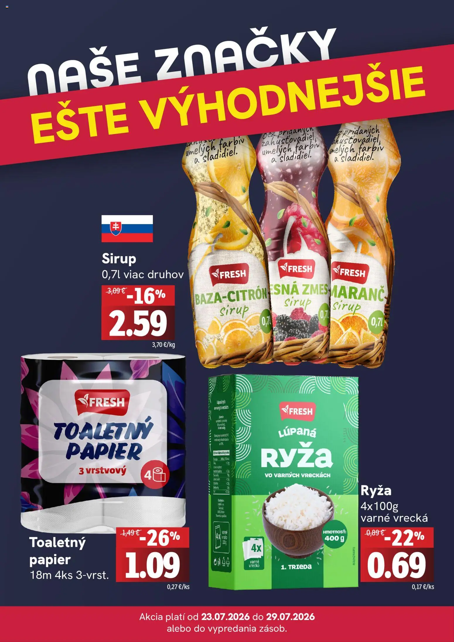 Nové Fresh akcie – leták je platný od 23.07.2026 | Strana: 4 | Produkty: Ryža