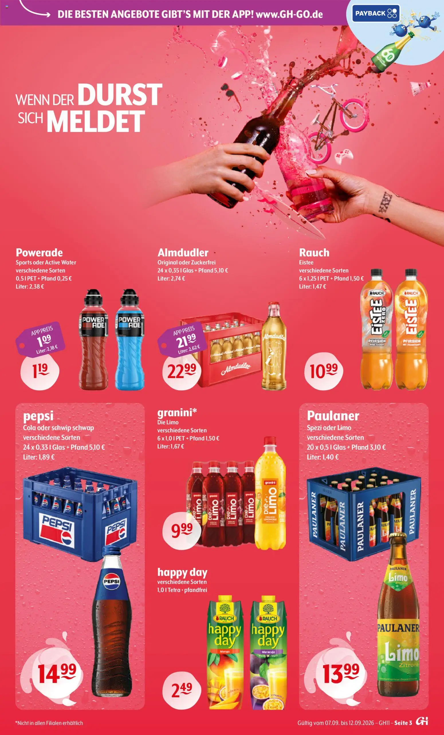 Getränke Hoffmann Prospekt – gültig ab 07.09.2026 | Seite: 3 | Produkte: Cola, Powerade, Pepsi, Paulaner