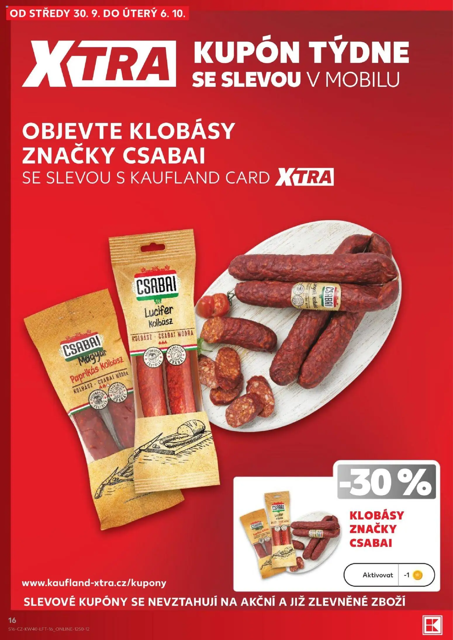Kaufland leták - Plzeň od 30.09.2026 | Strana: 16 | Produkty: Klobásy