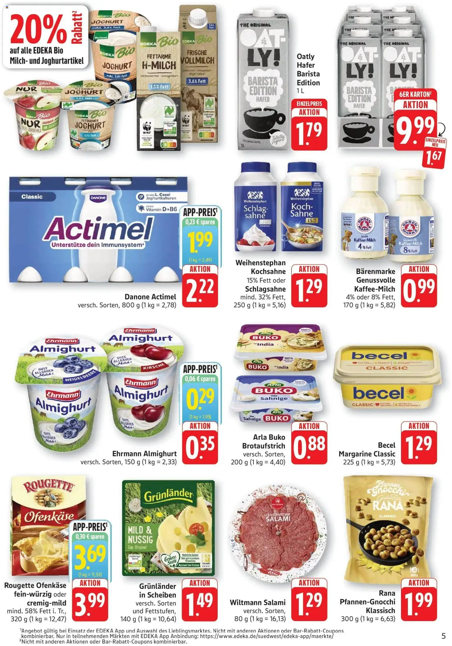 Edeka Prospekt Kröppen (ab 28.09.2026) » Angebote Online | Seite: 5 | Produkte: Gnocchi, Actimel, Milch, Joghurt