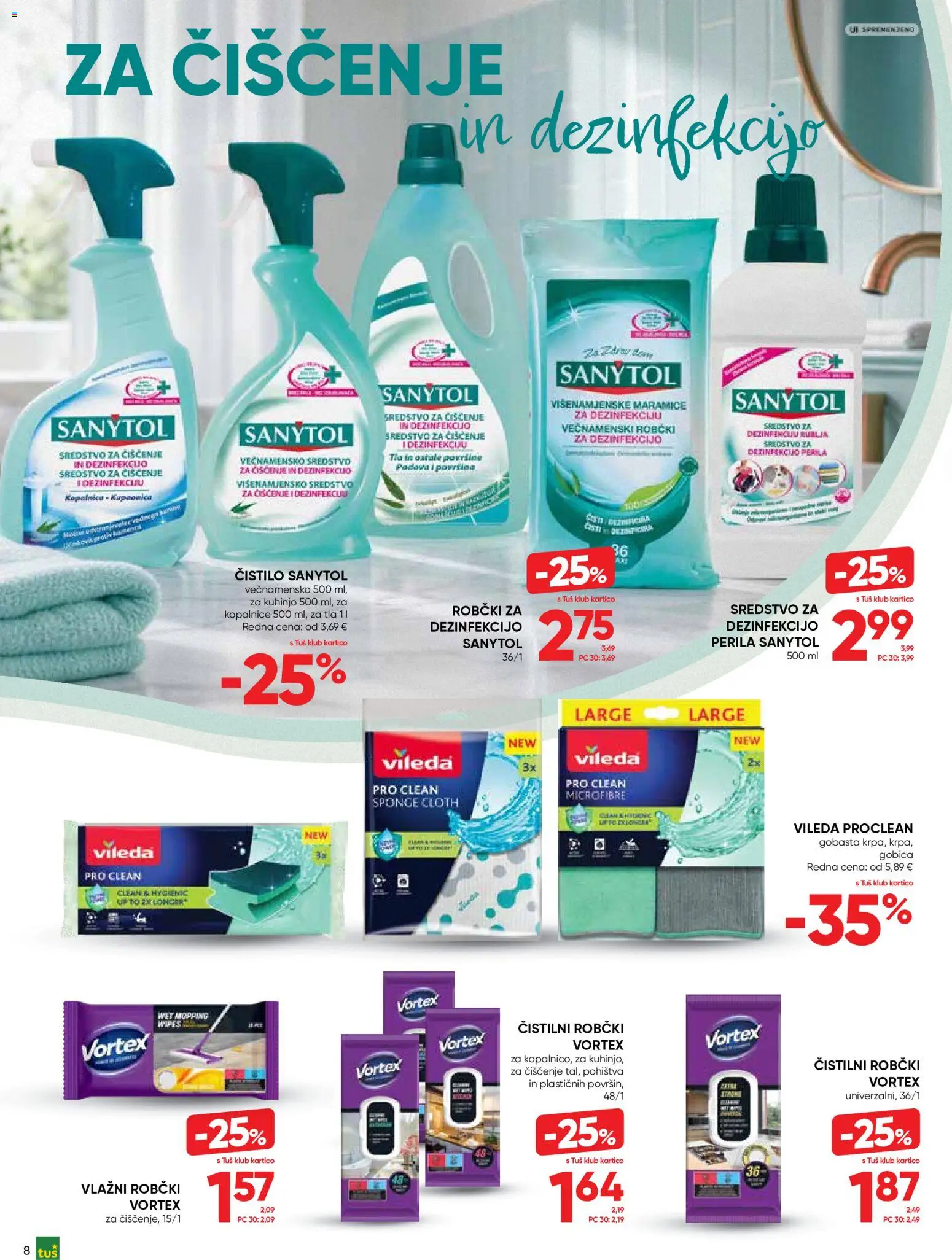 Novi Tuš katalog ponudbe – veljaven od 16.09.2026 | Stran: 8 | Izdelki: Robčki, Gobica