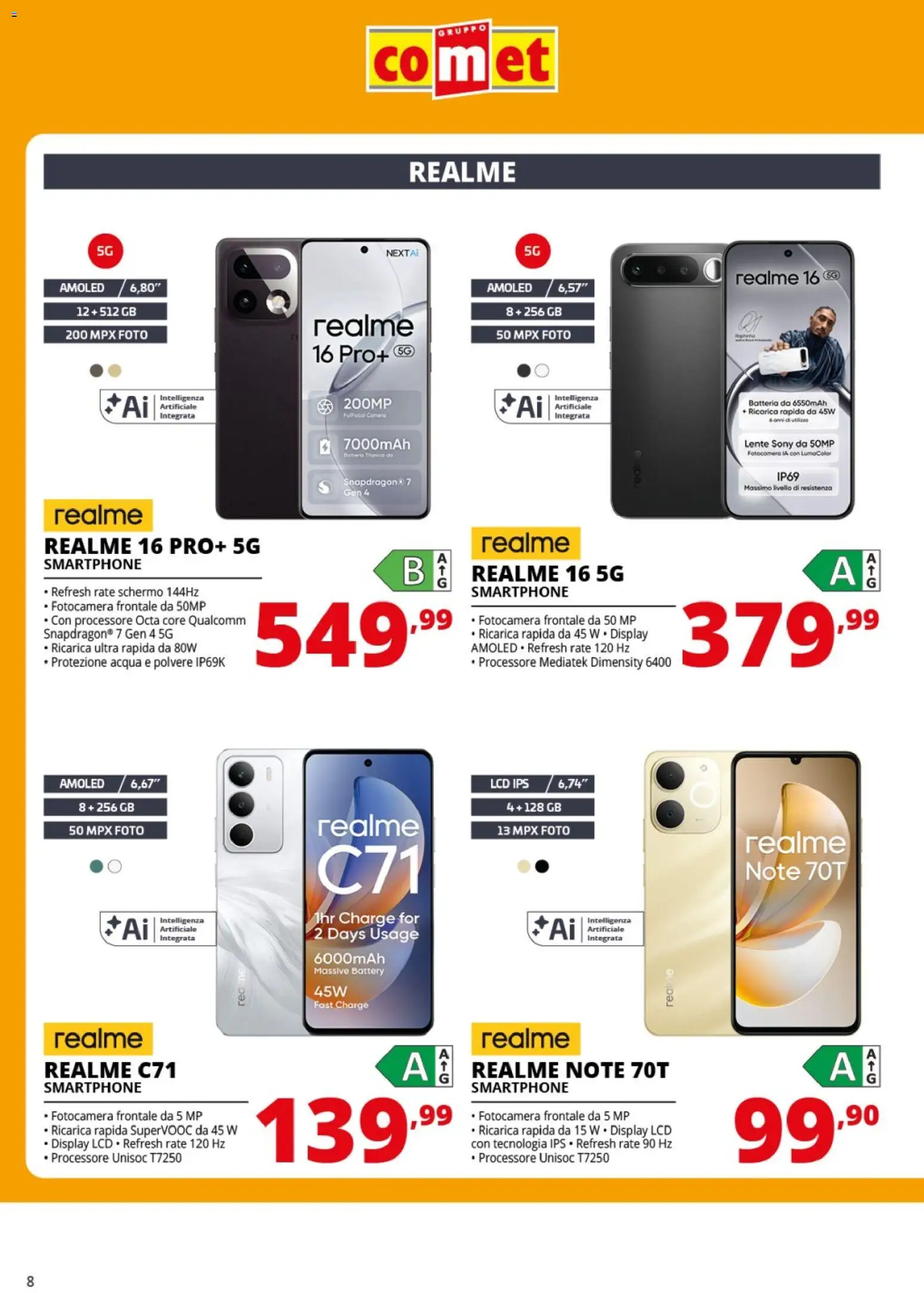 Volantino Comet del 11.06.2026 | Pagina: 8 | Prodotti: Schermo, Acqua, Smartphone, Batteria