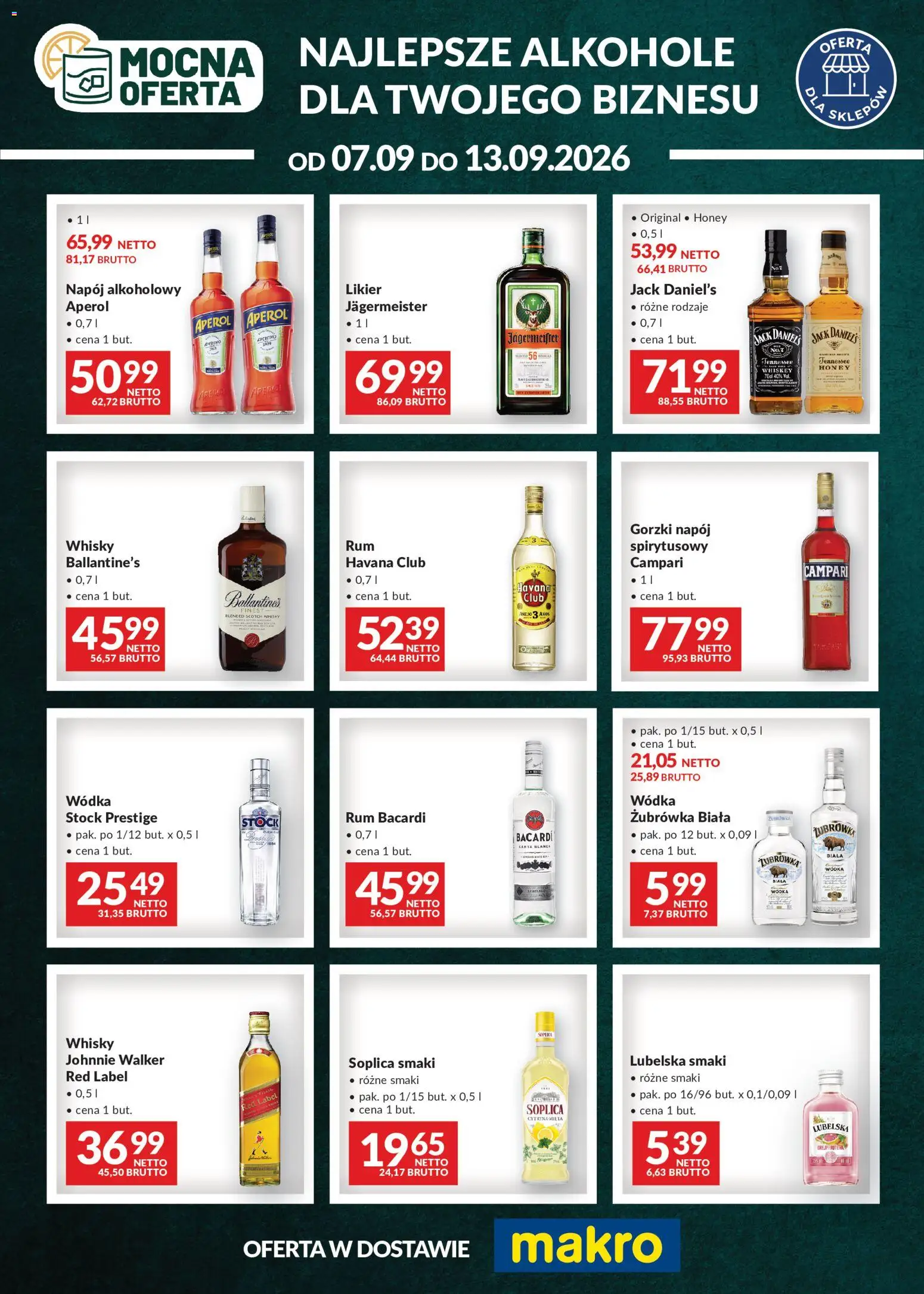 Makro gazetka - Mocna oferta od 07.09.2026 | Strona: 1 | Produkty: Jack Daniel's, Wódka, Whisky, Havana Club