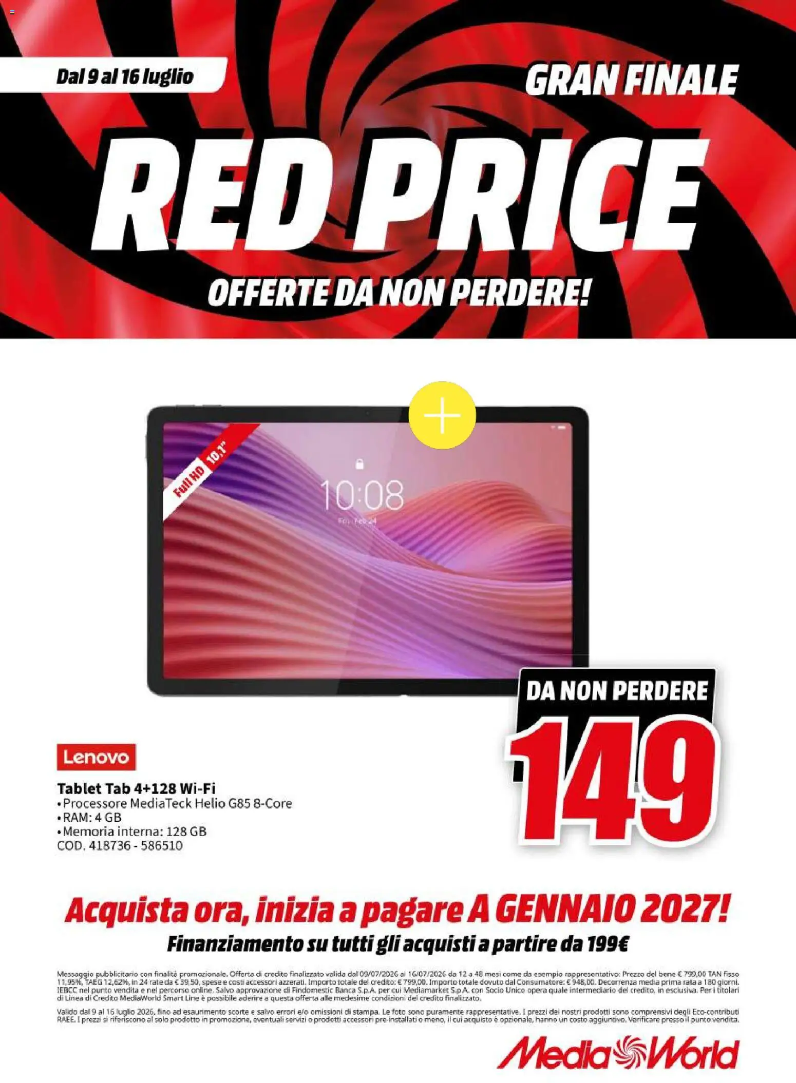 Volantino Media World del 09/07/2026 | Pagina: 25 | Prodotti: Tablet