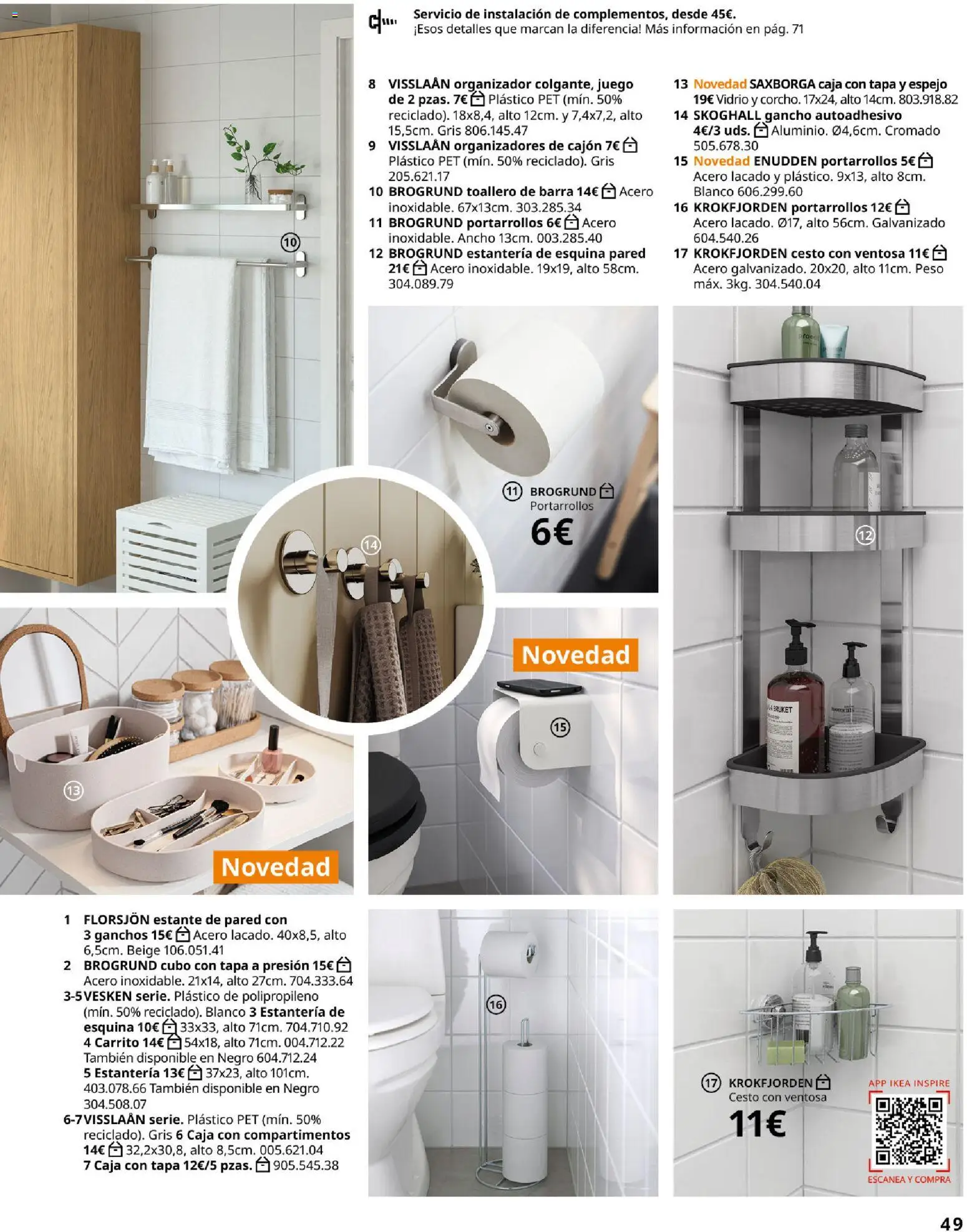 IKEA - Accesorios y decoración │ válido desde el 01/09/2026 | Página: 49 | Productos: Toallero, Organizador, Cubo con tapa, Estante