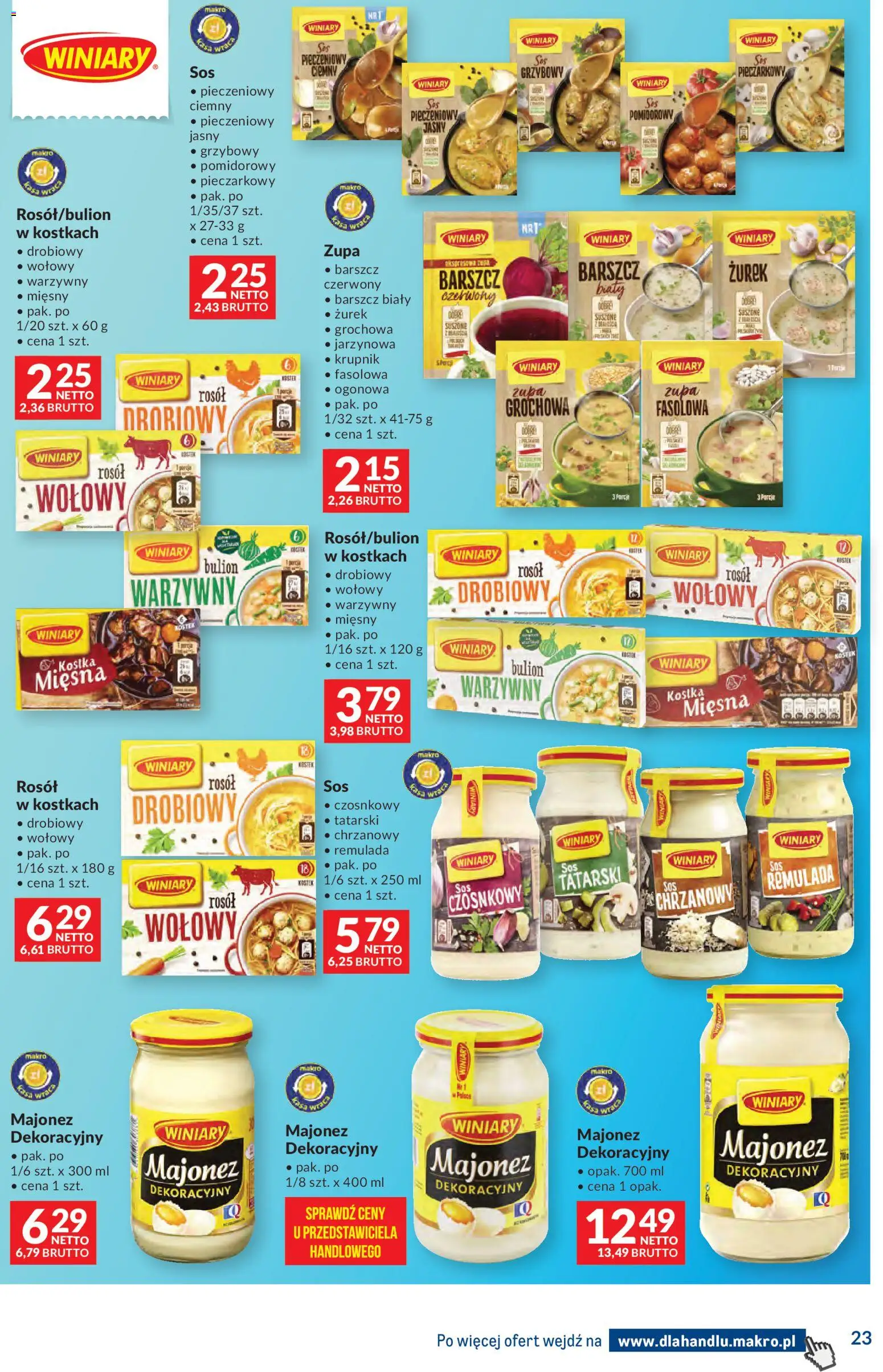 Makro gazetka - Dystrybucja do sklepów od 09.06.2026 | Strona: 23 | Produkty: Zurek, Majonez winiary, Zupa, Majonez