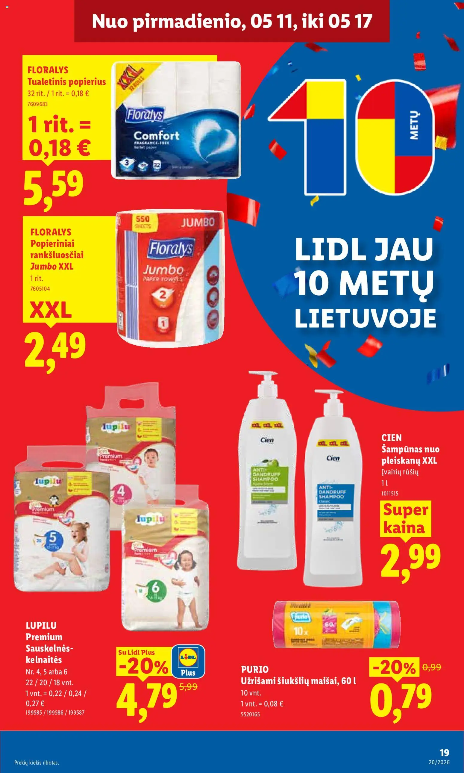 LIDL akcijos nuo 11.05.2026 | Puslapis: 19 | Prekių: Šampūnas, Kelnaitės, Tualetinis popierius
