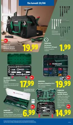 Anteprima del volantino PARKSIDE, Borsa con attrezzi, da lavoro, 23 pezzi, Numerosi accessori inclusi, PARKSIDE, Work tool bag, 23 pieces, Numerous accessories included valido a partire dal 18.06.2026 | Pagina: 39 | Prodotti: Taglierino, Martello, Fascette, Valigetta