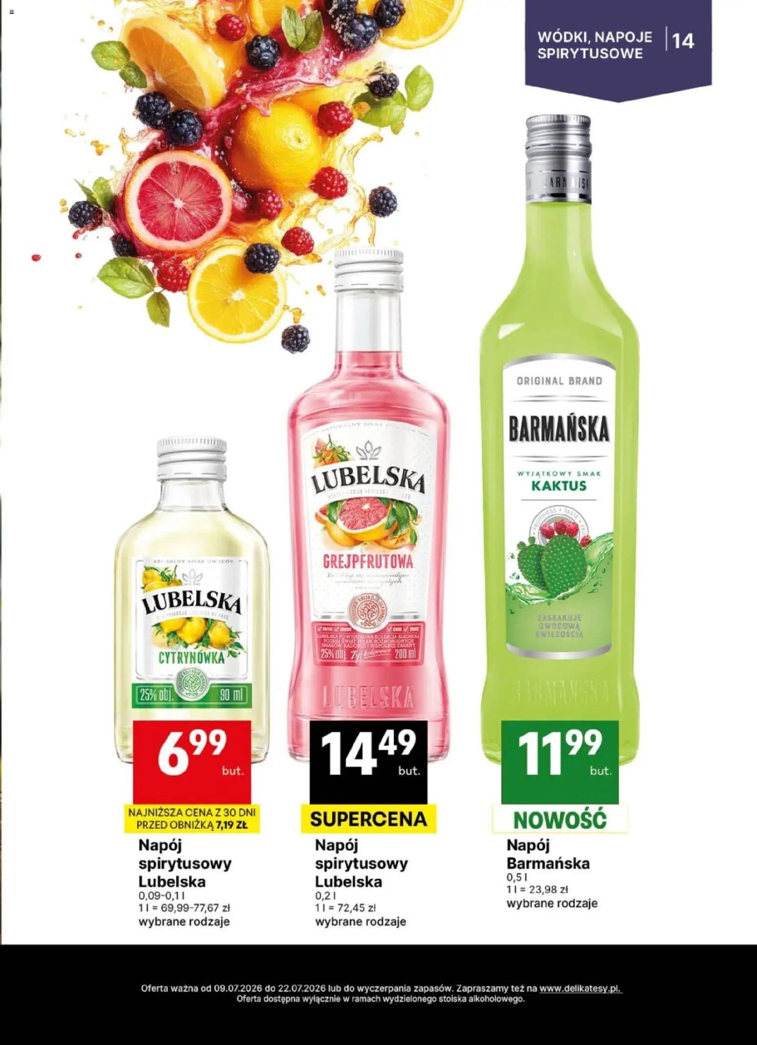 Delikatesy Centrum gazetka - DeliBarek od 09.07.2026 | Strona: 14 | Produkty: Napoje
