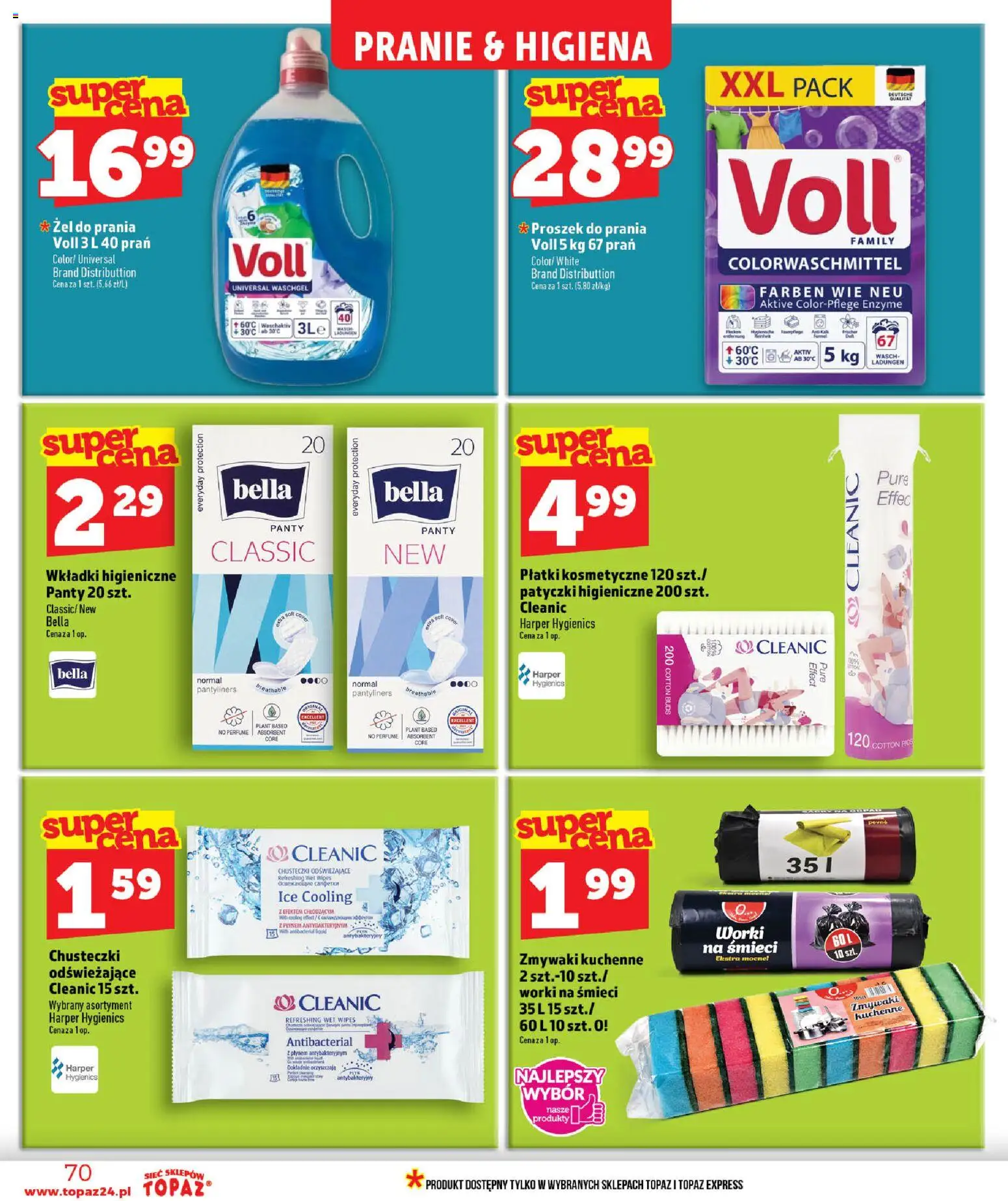 Topaz gazetka od 18.06.2026 | Strona: 70 | Produkty: Wkładki higieniczne, Proszek do prania
