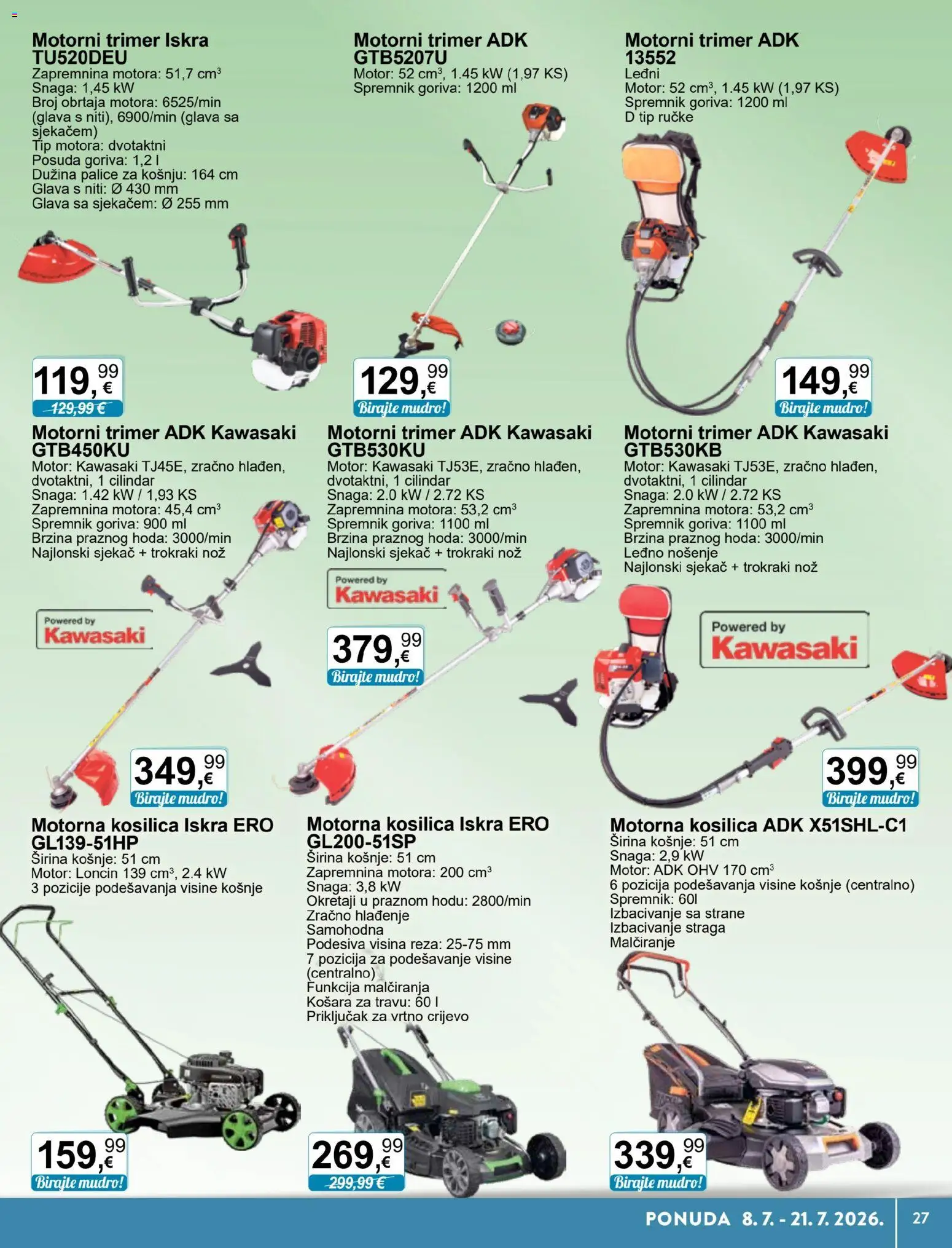 KTC katalog | vrijedi od 08.07.2026 | Stranica: 17 | Proizvodi: Košara, Nož, Trimer, Vrtno crijevo