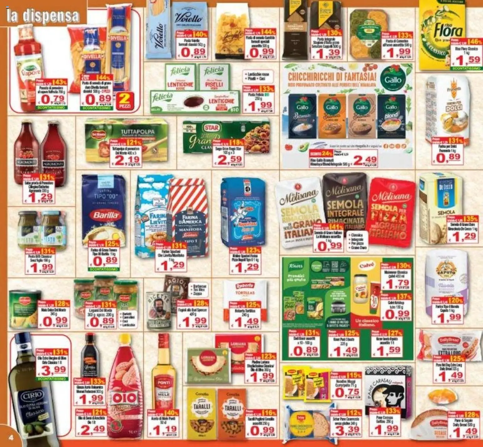 Volantino CTS del 23/10/2026 | Pagina: 4 | Prodotti: Lenticchie, Tortillas, Dolci, Semola