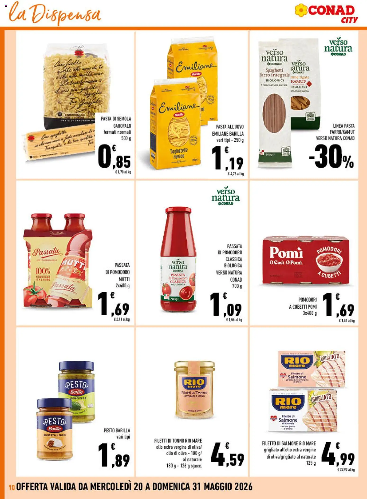 Volantino Conad del 20.05.2026 | Pagina: 10 | Prodotti: Tonno, Olio extra vergine, Ricotta, Mutti