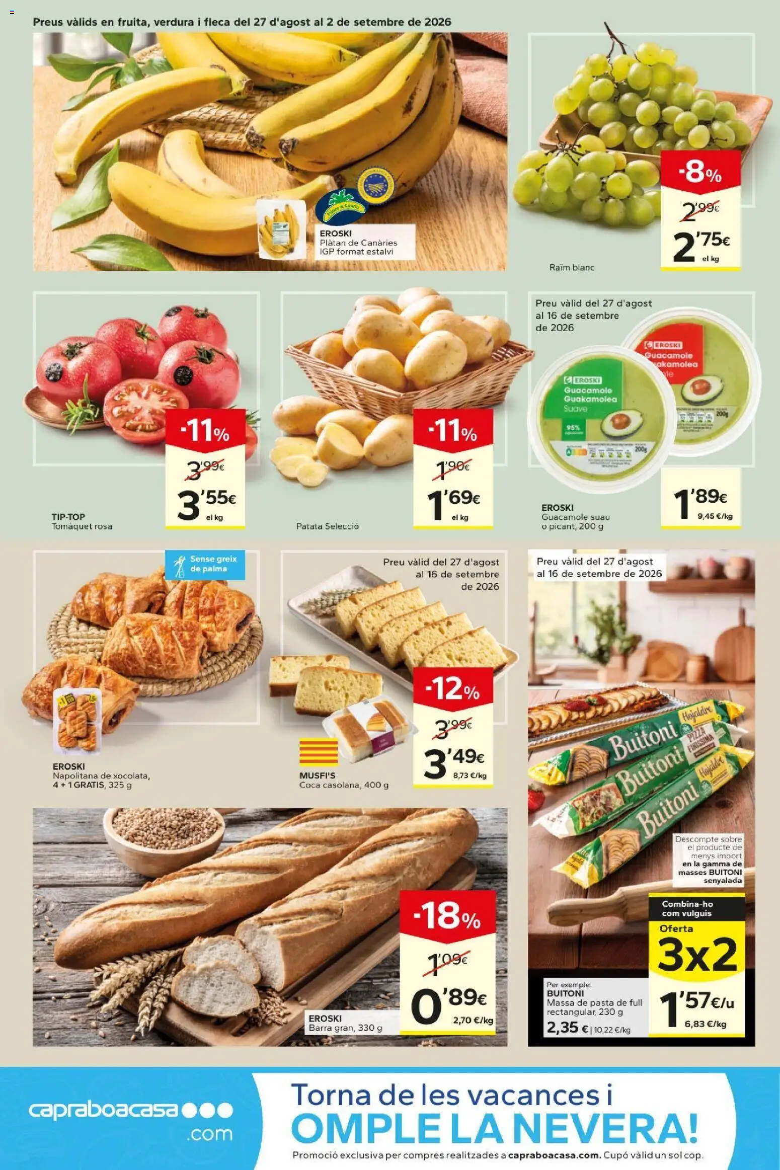 Caprabo folleto │ válido desde el 27/08/2026 | Página: 4 | Productos: Pizza, Pasta, Guacamole, Nevera