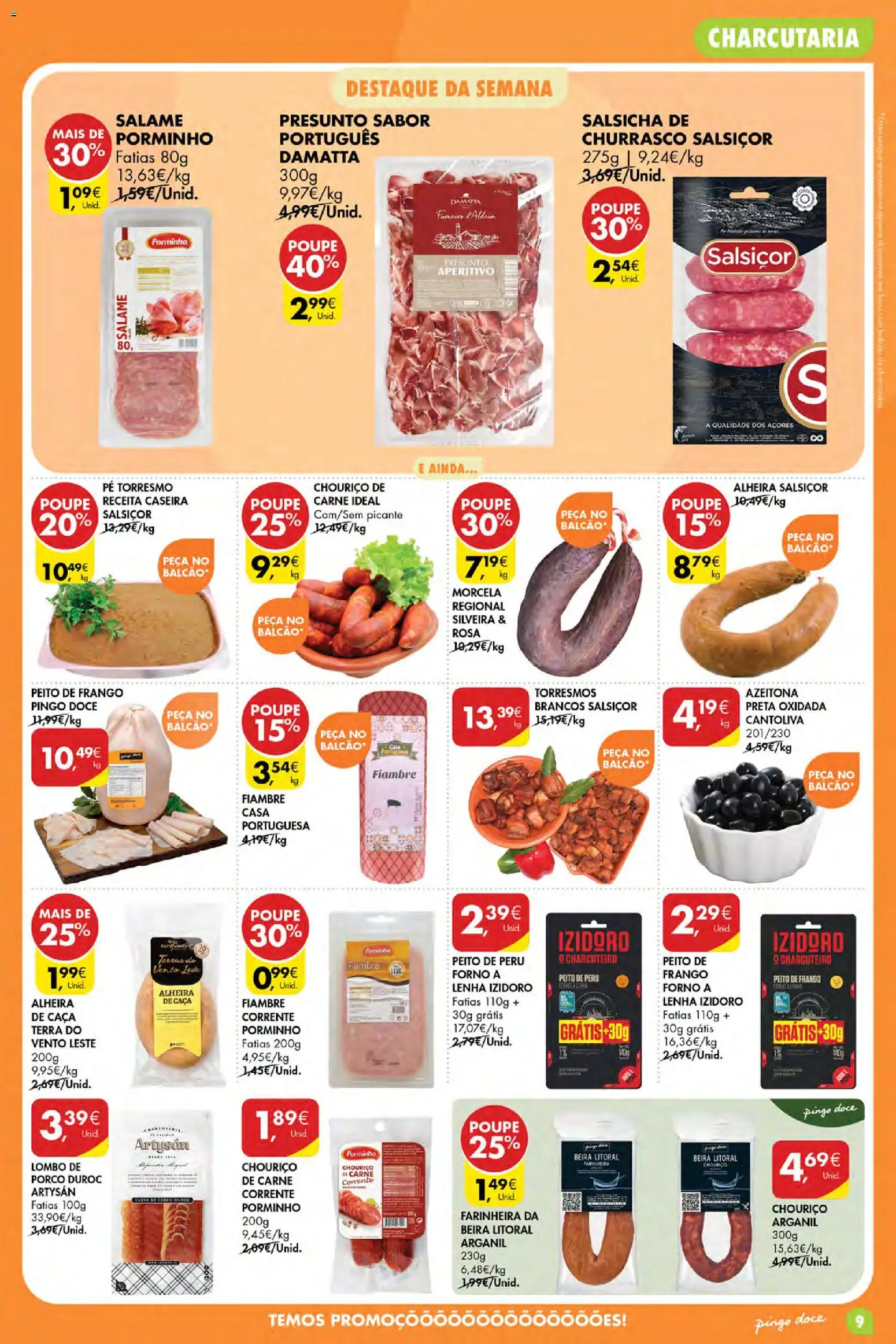 Pingo Doce Poupe Esta Semana Açores │ válido de 16/07/2026 | Página: 9 | Produtos: Peru, Salsicha, Salame, Alheira