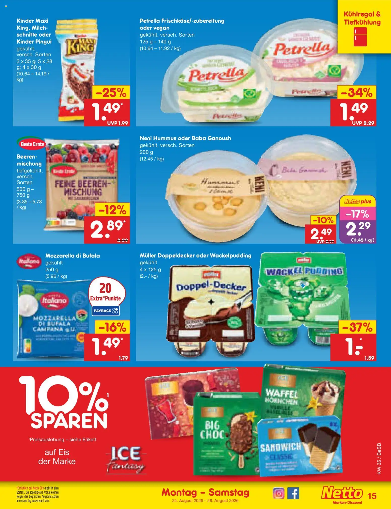 Netto Marken-Discount Prospekt – gültig ab 24.08.2026 | Seite: 23 | Produkte: Milch, Mozzarella, Pudding, Eis