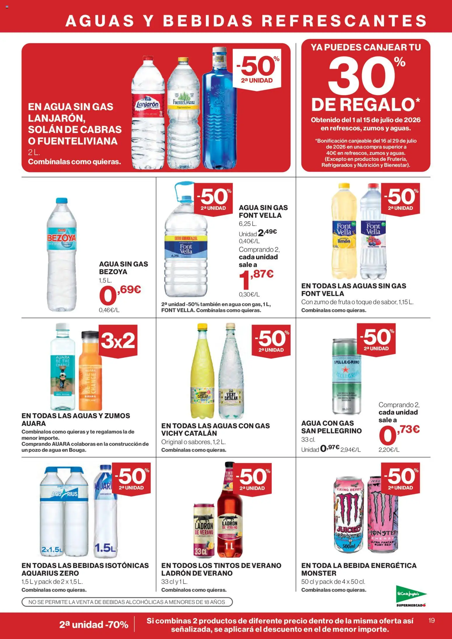 El Corte Inglés ofertas │ válido desde el 16/07/2026 | Página: 19 | Productos: Agua con gas, Ροζ πιπέρι, Té